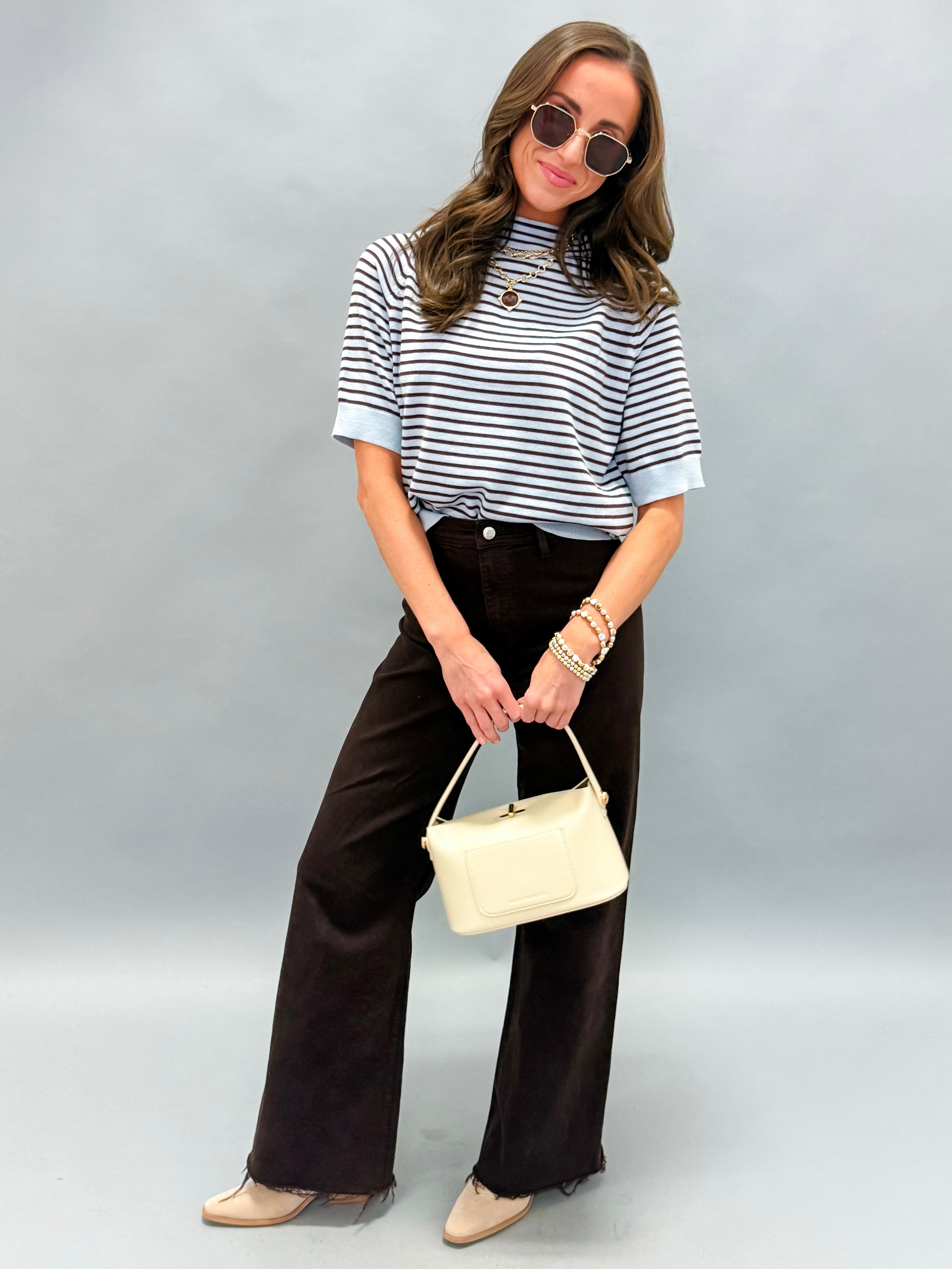 Gabriella Striped Short Sleeve Sweater