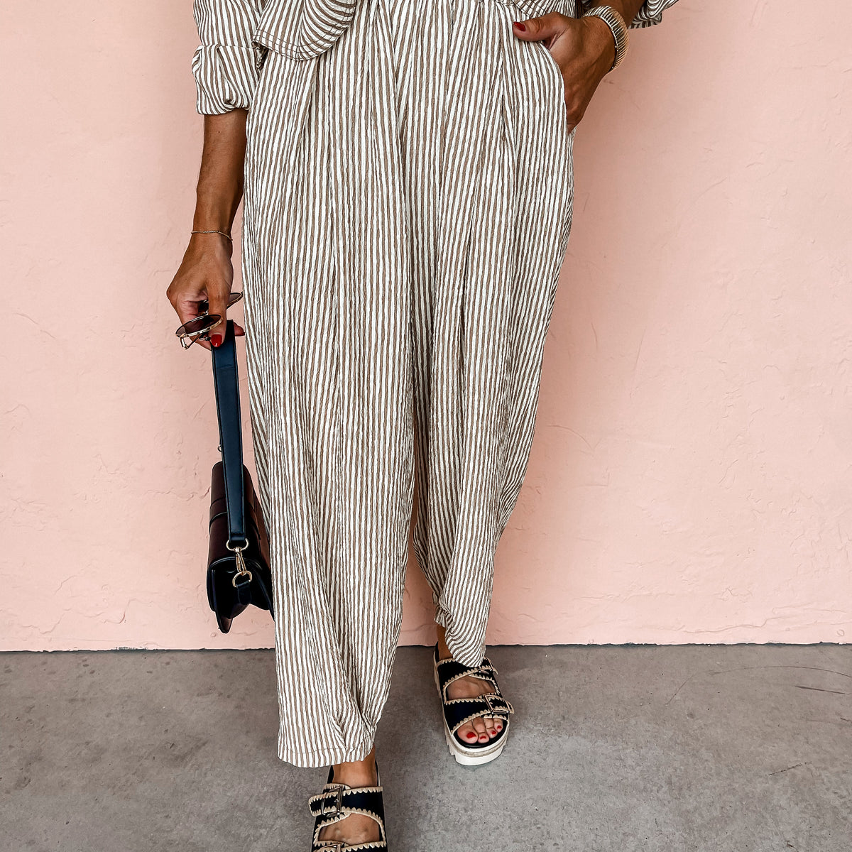 Game On Striped Textured Pants