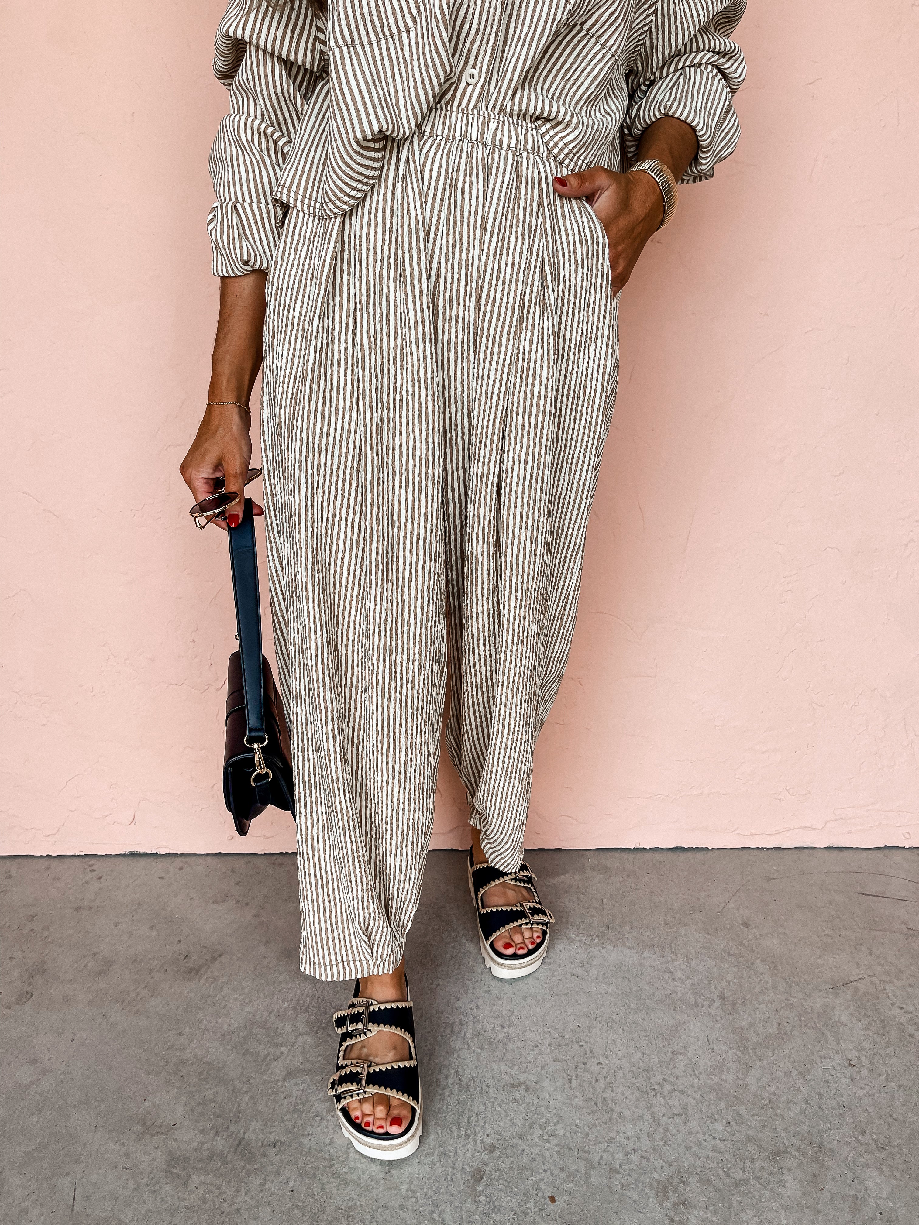 Game On Striped Textured Pants
