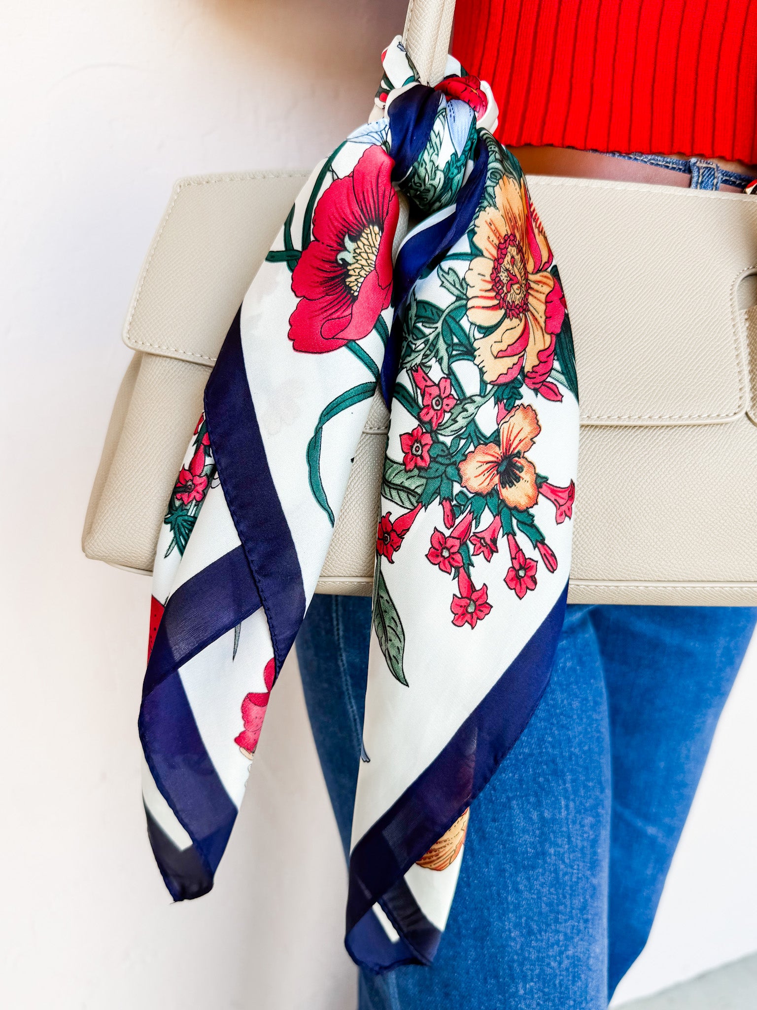 Garden Babe Floral Print Scarf-Off White