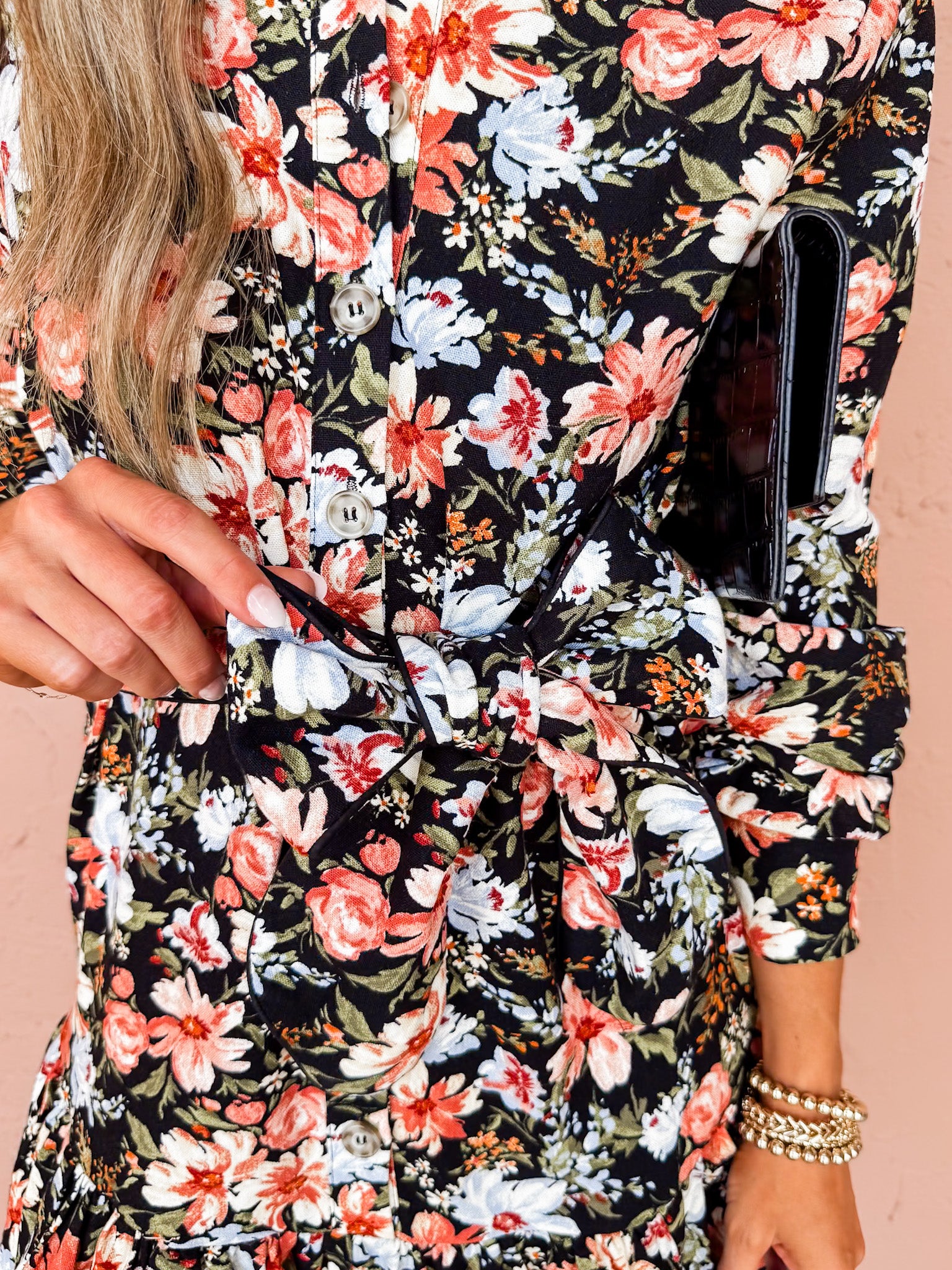 Garden Grace Floral Tie Waist Mini Dress