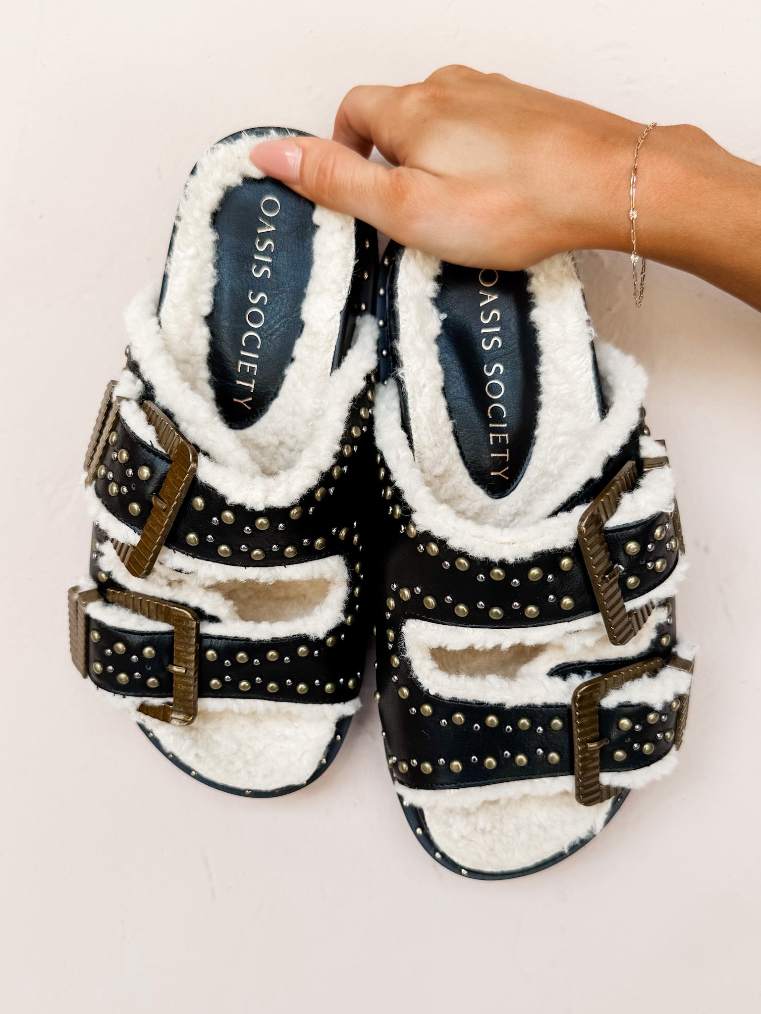 Gaylen Double Buckle Slides-Black
