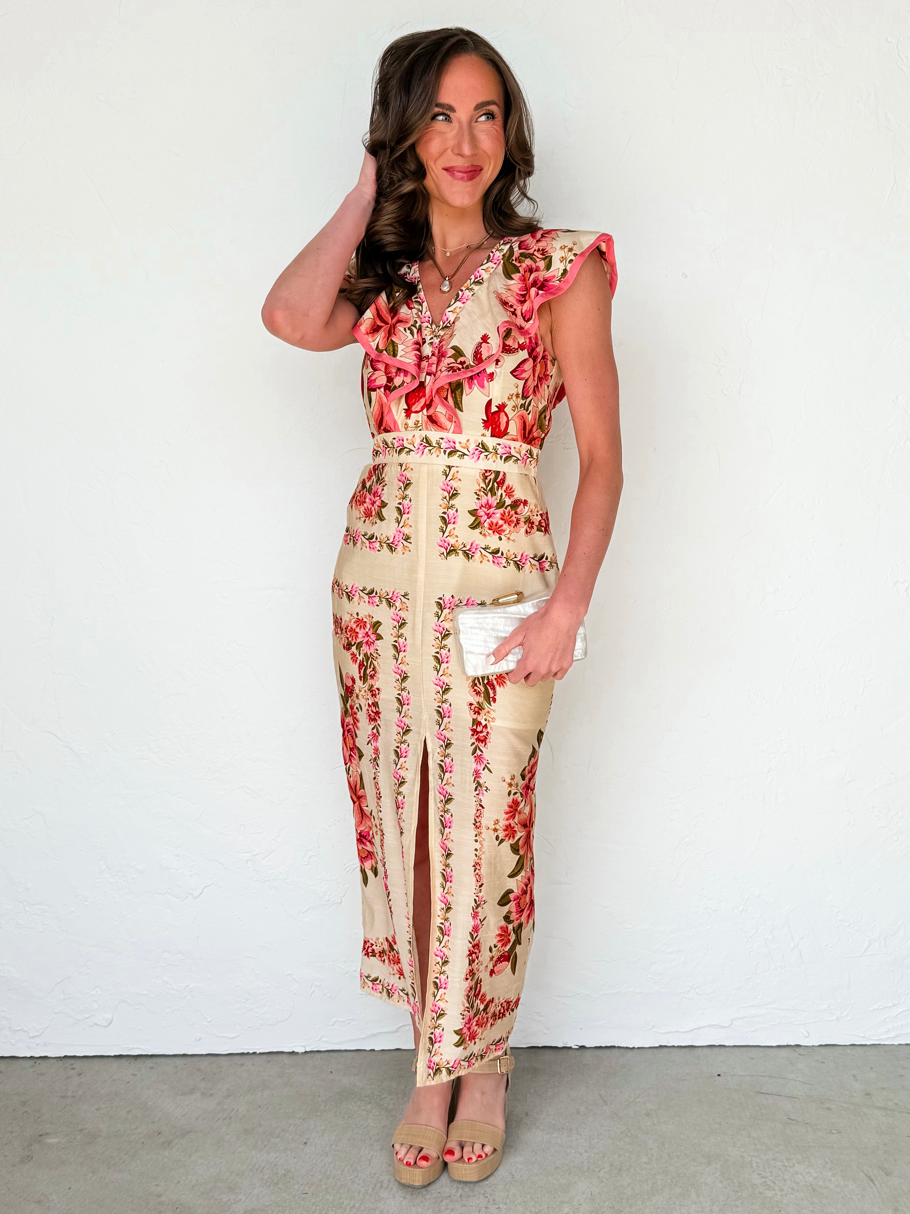 Gemma Floral Print Ruffle Maxi Dress