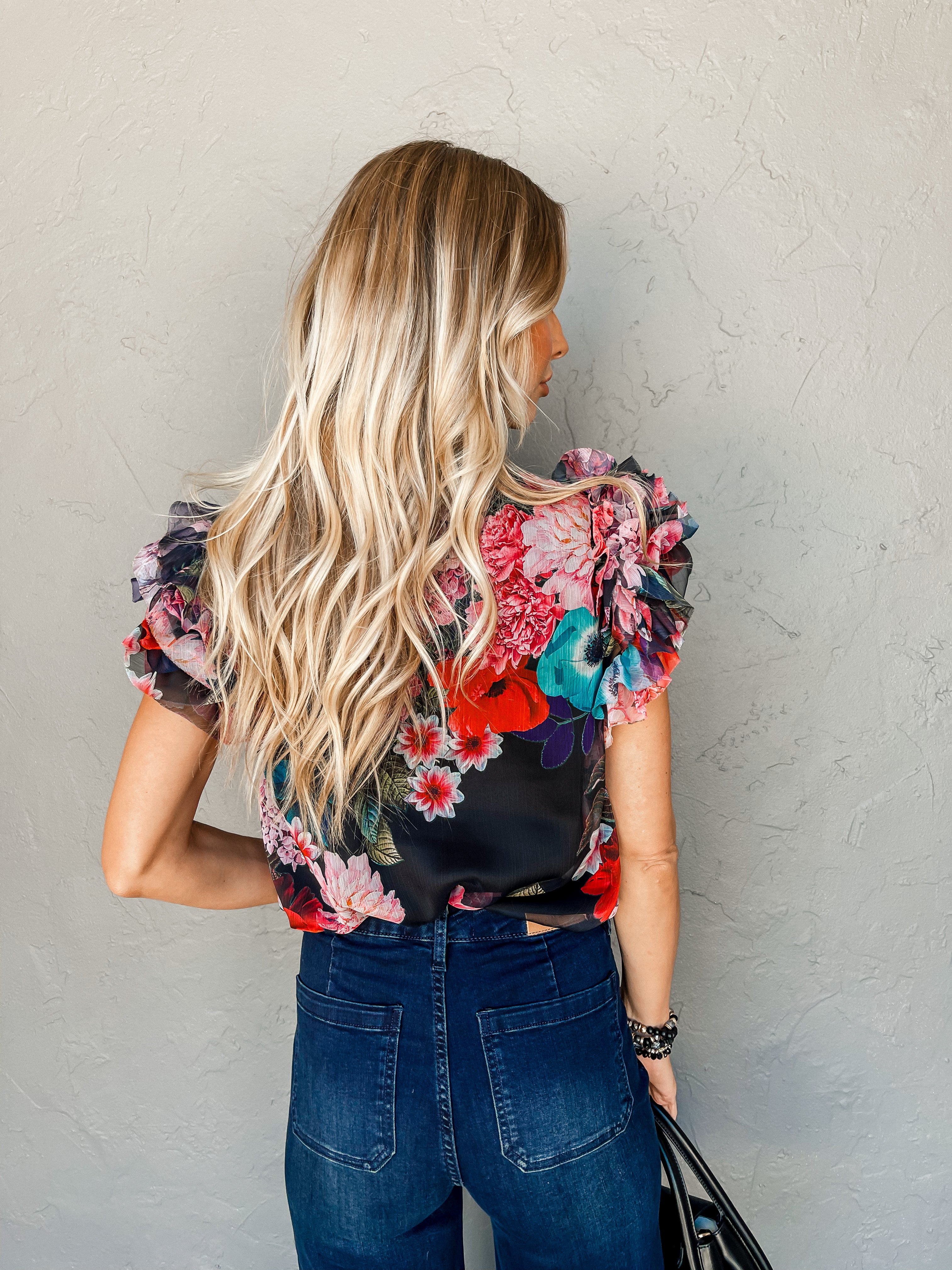 Get Ready Floral Ruffle Sleeve Top