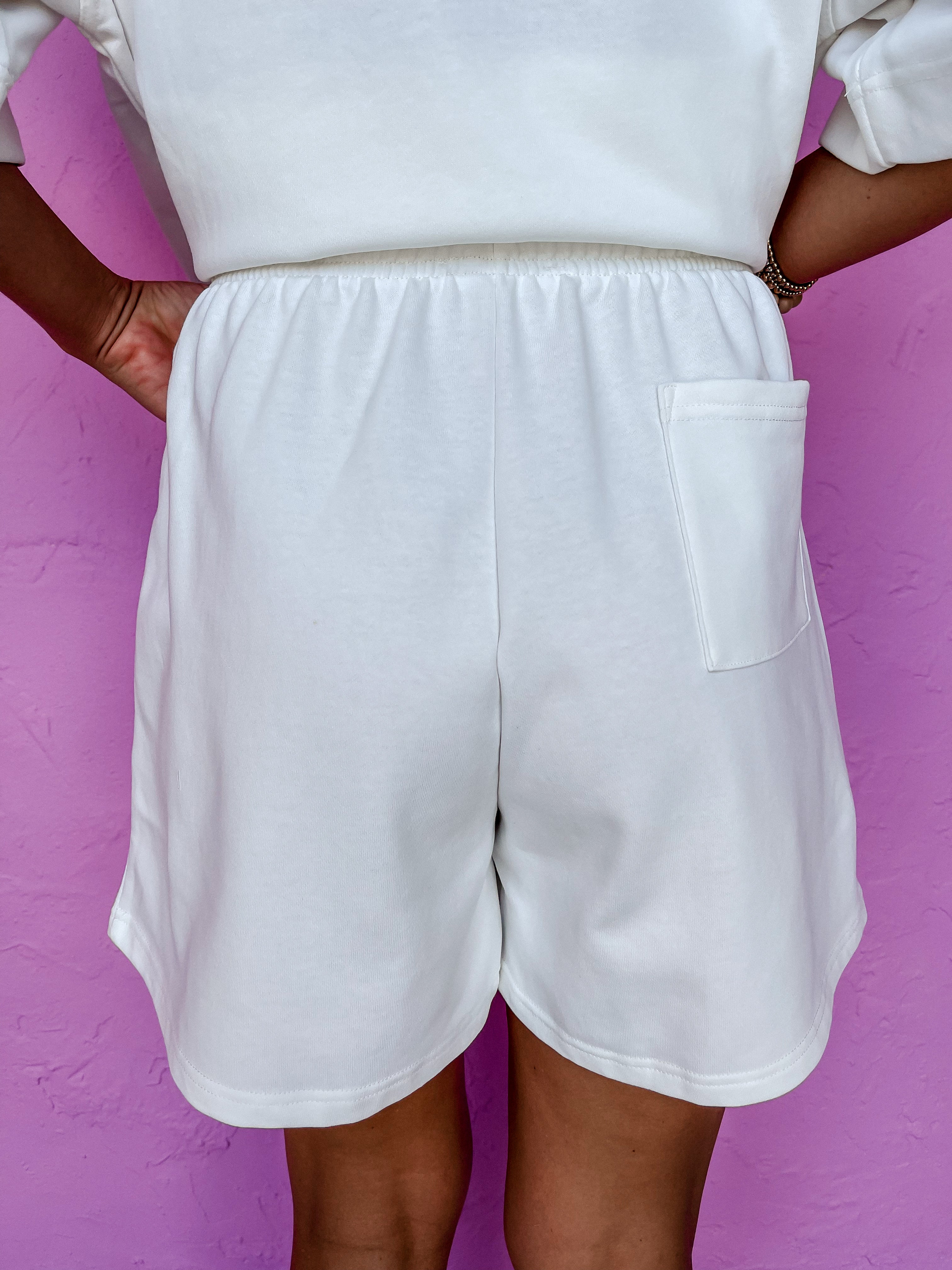 Getting Comfortable Drawstring Shorts-White