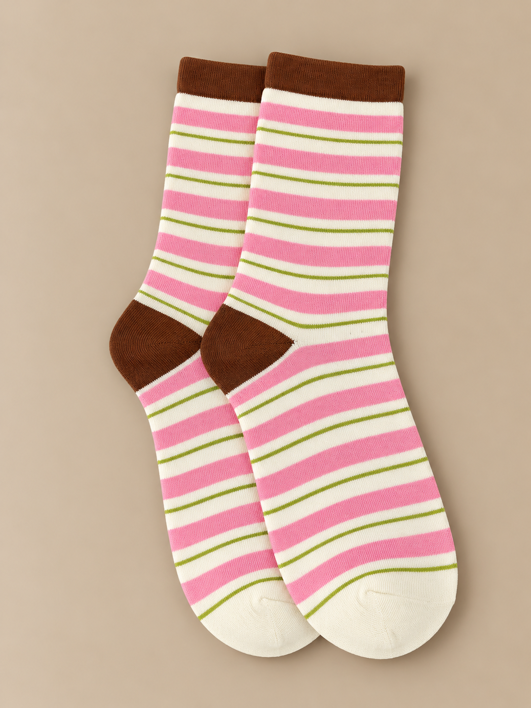Gianna Striped Socks-Brown