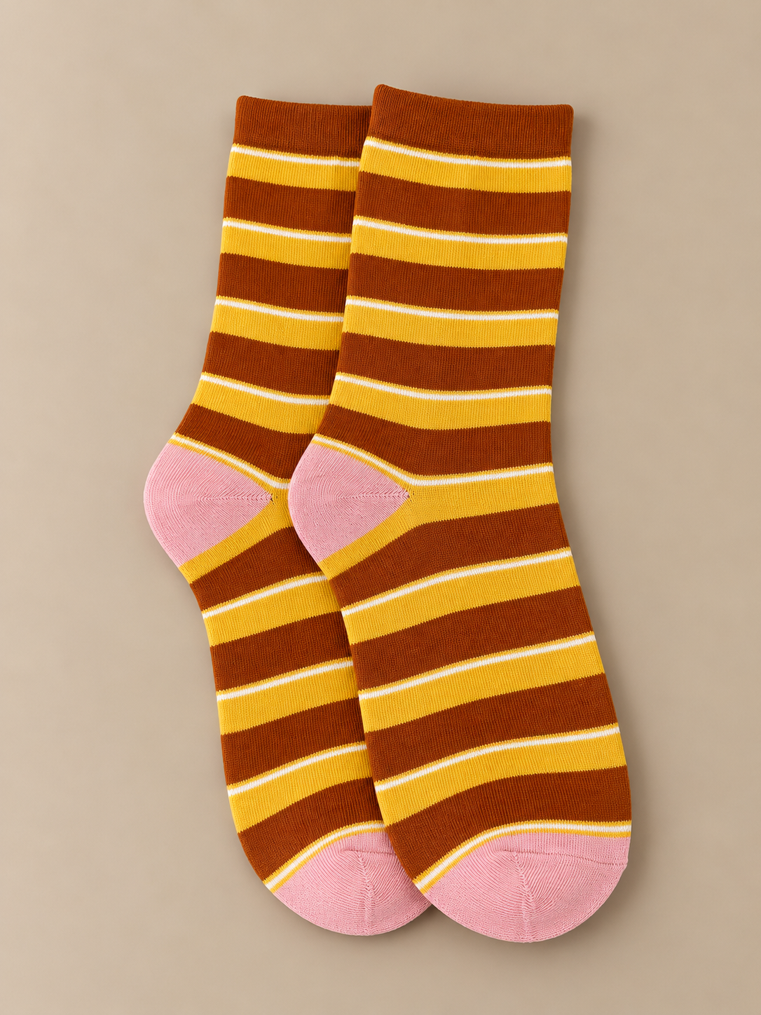 Gianna Striped Socks-Rust