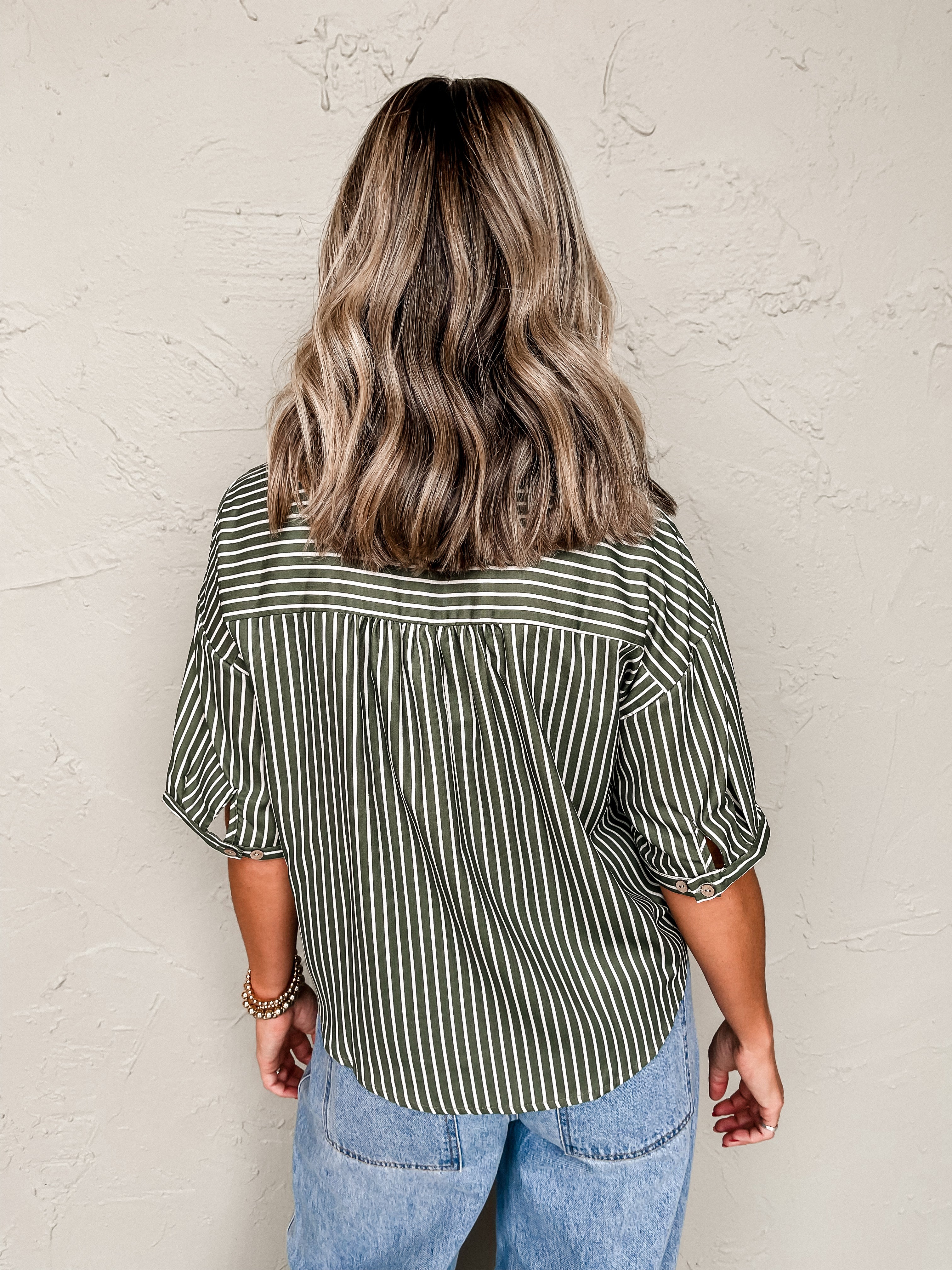 Give It Time Striped Button Front Top