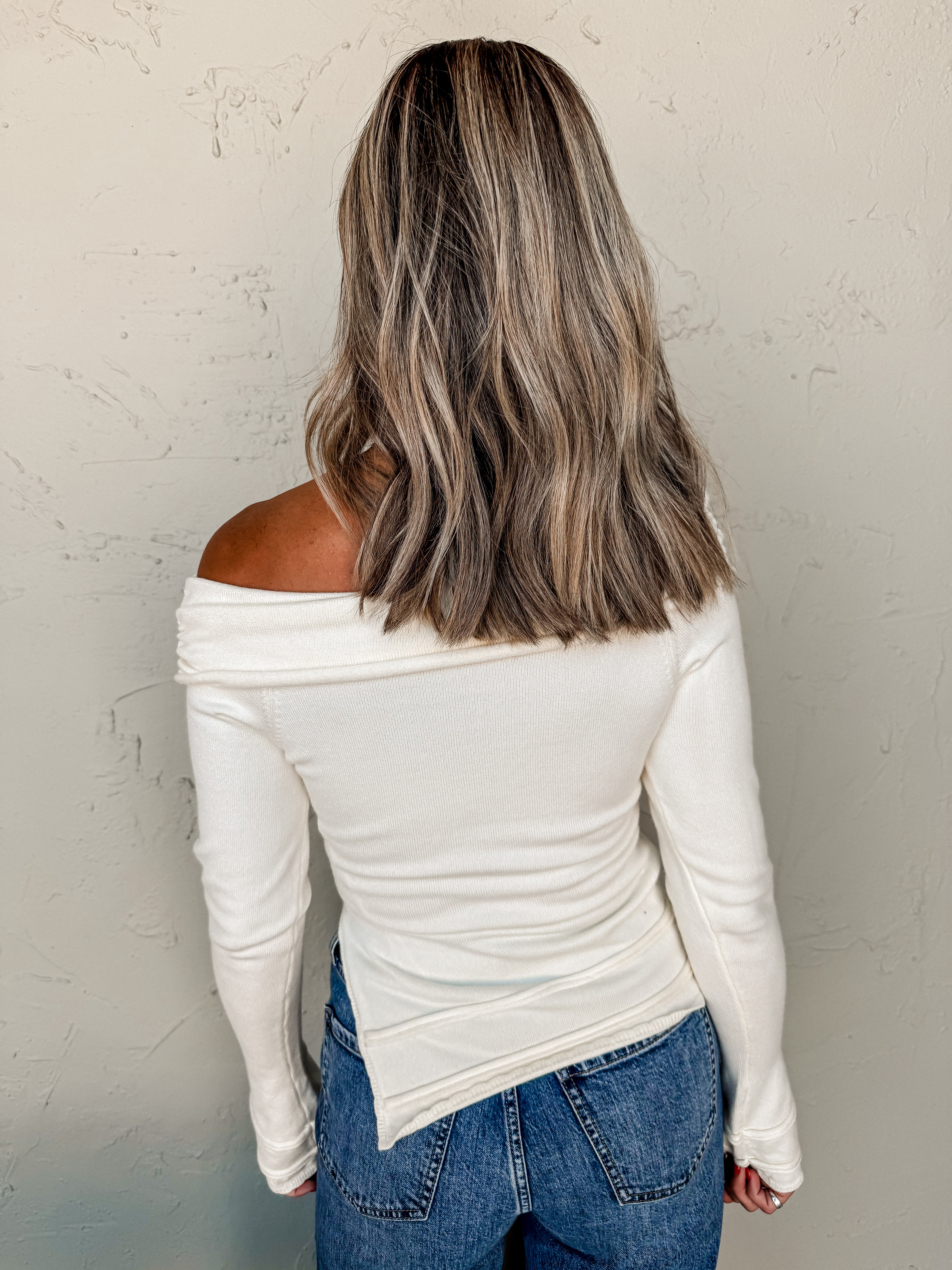 Gliding By Off The Shoulder Sweater-Ecru