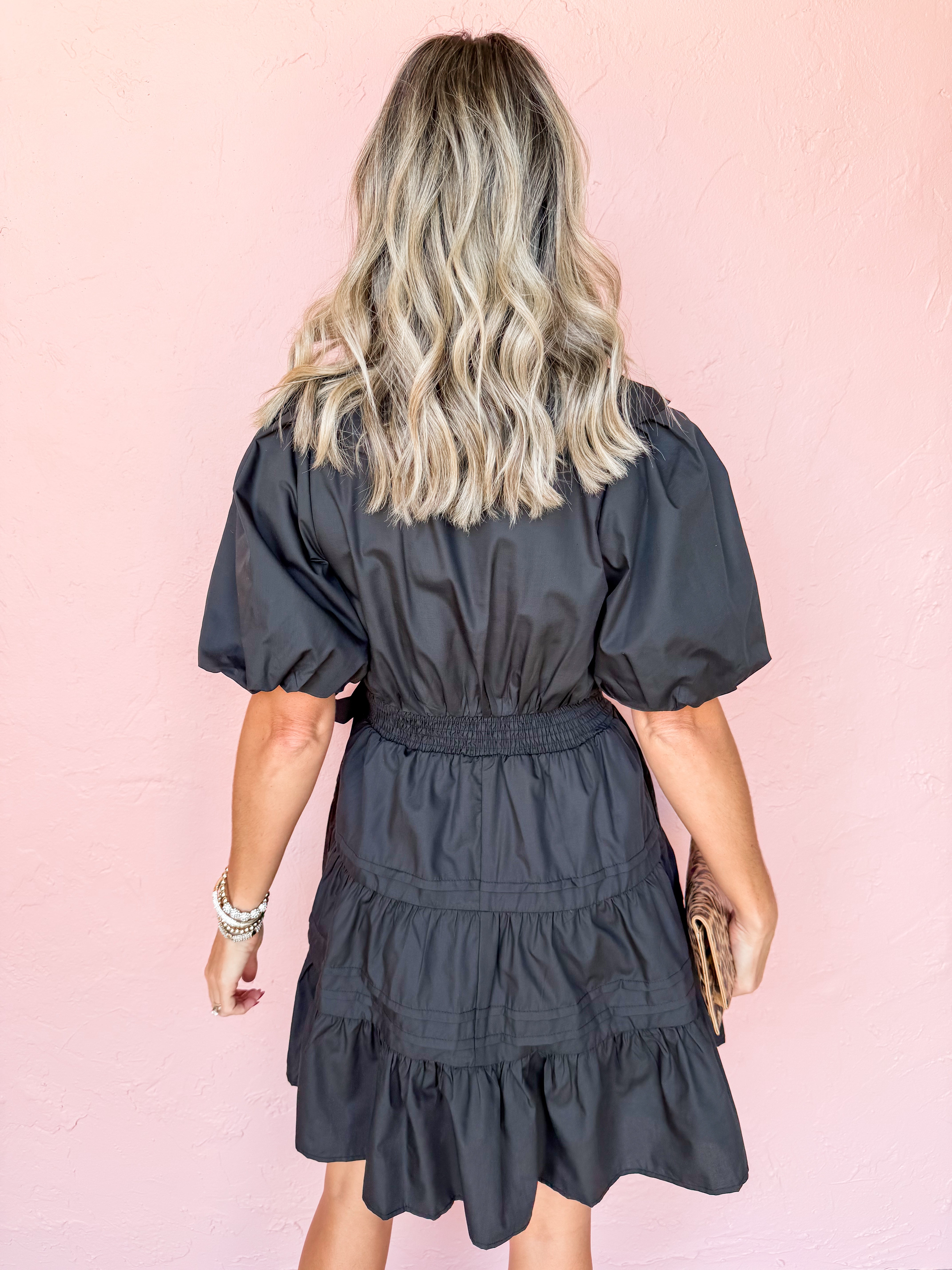 Glimpse Into Tomorrow Ruffle Mini Dress-Black