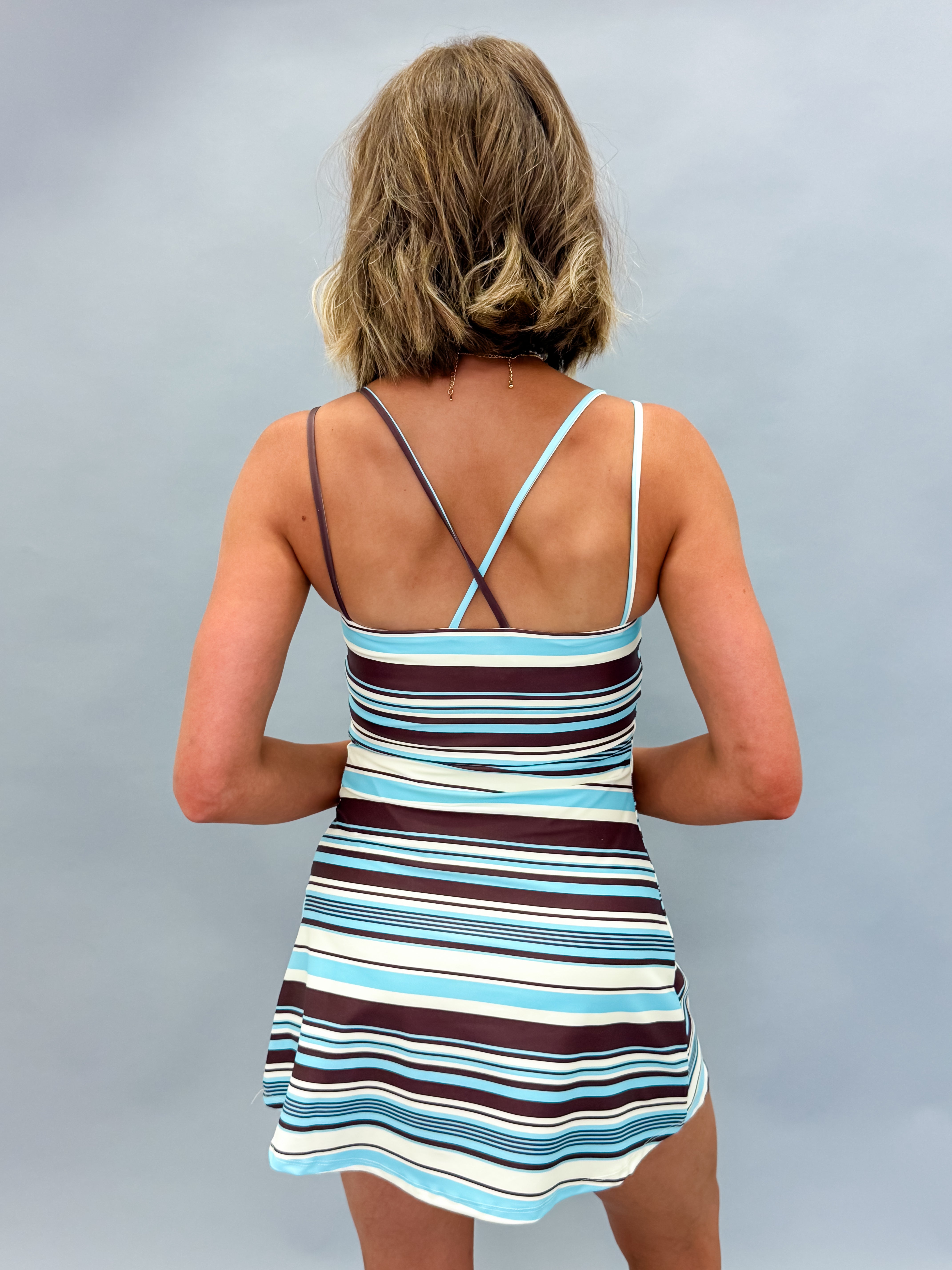 Greer Striped Active Dress-Brown