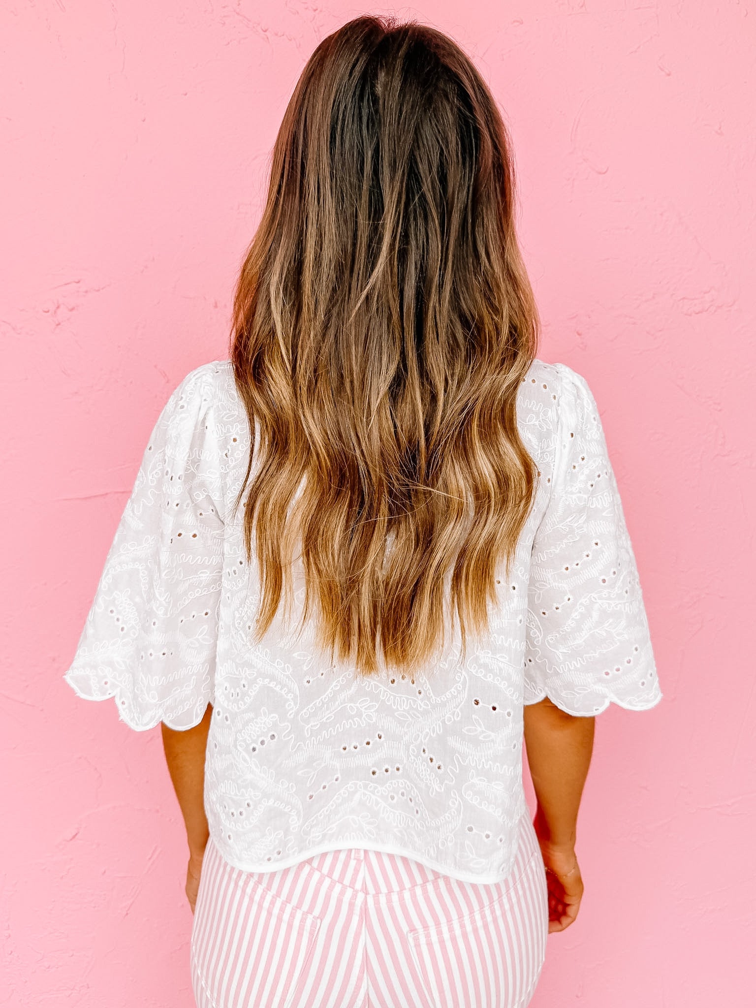 Greta Embroidered Tie Front Top