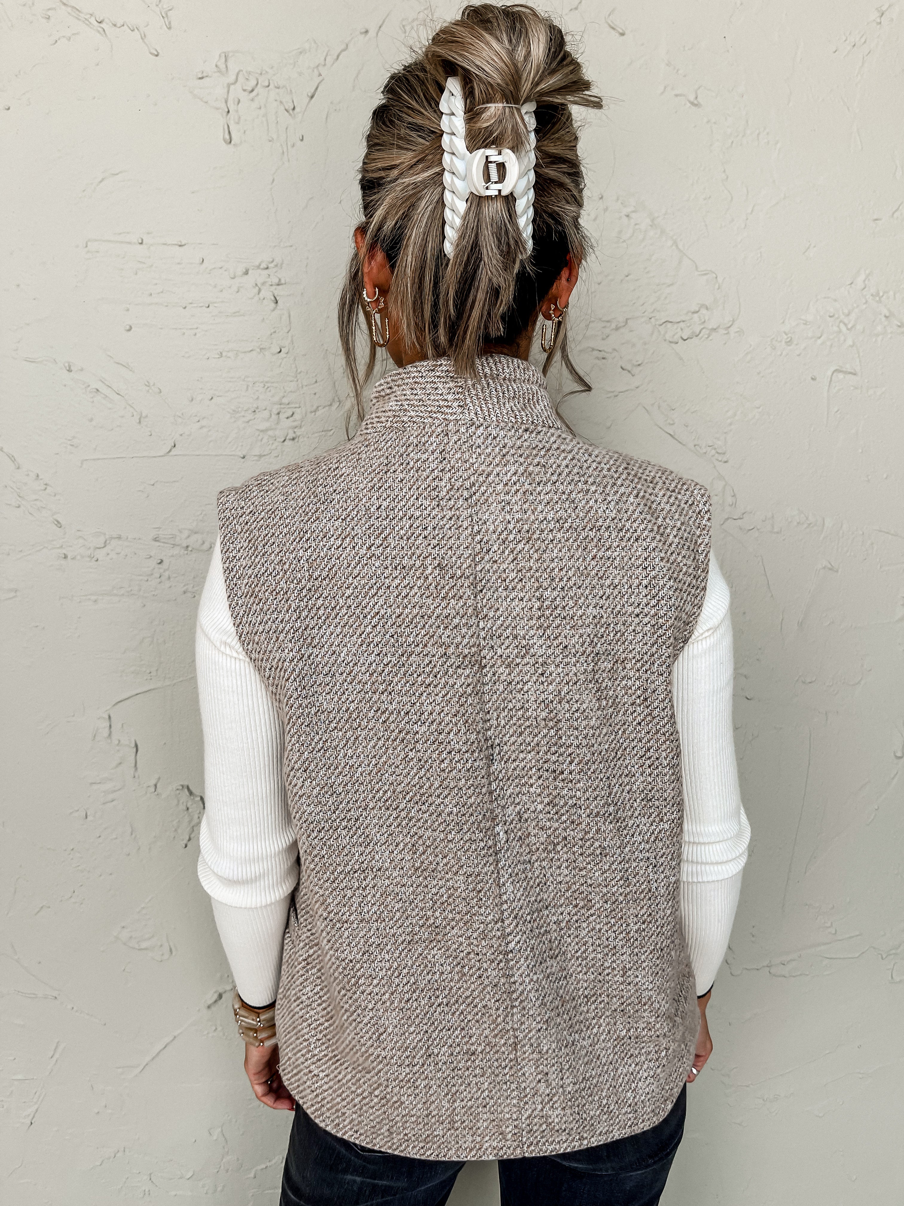 [HABITUAL] Brushed Twill Vest-Oatmeal