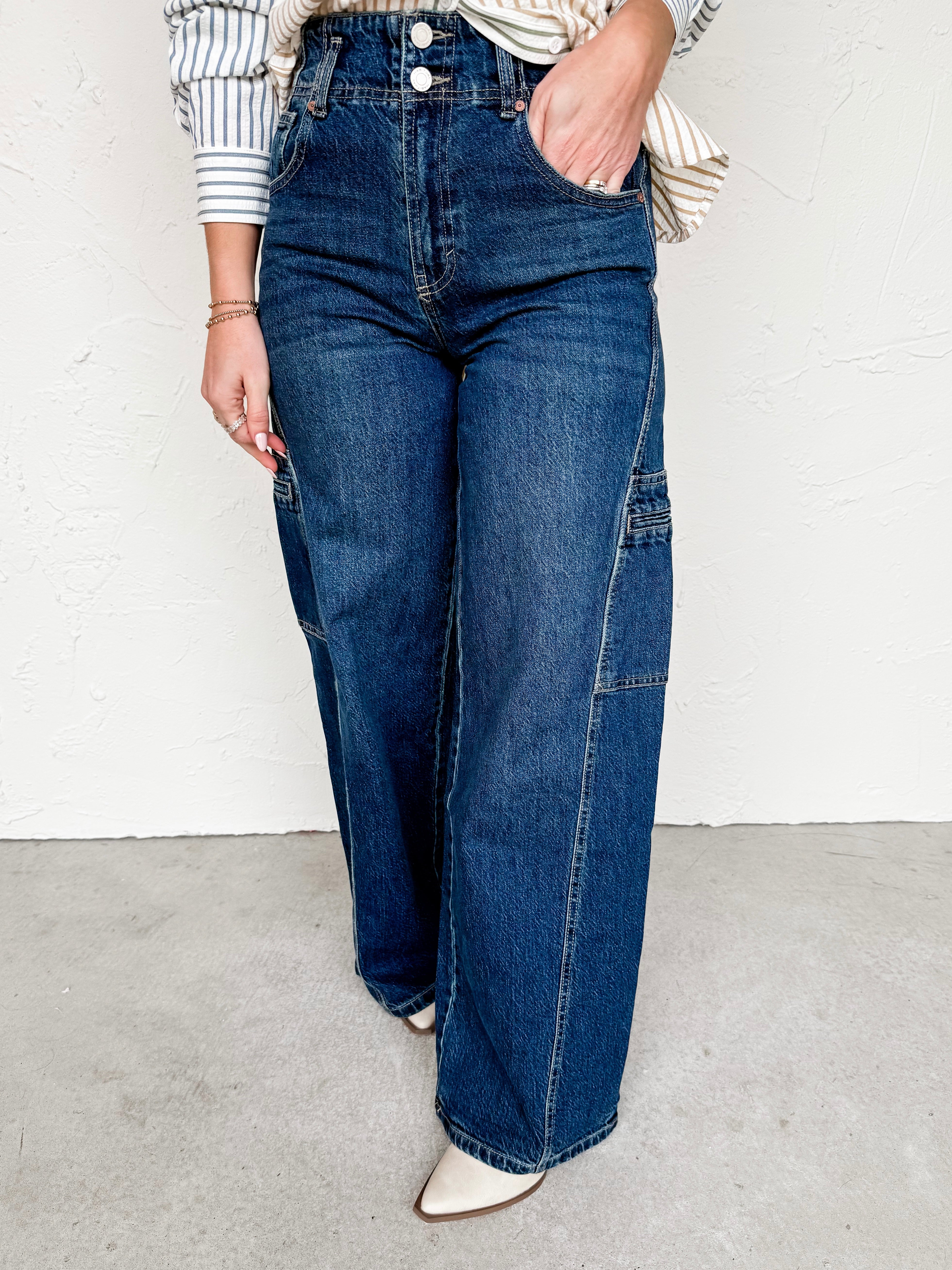 [HABITUAL] Cargo Extra Wide Leg Jeans-Tide