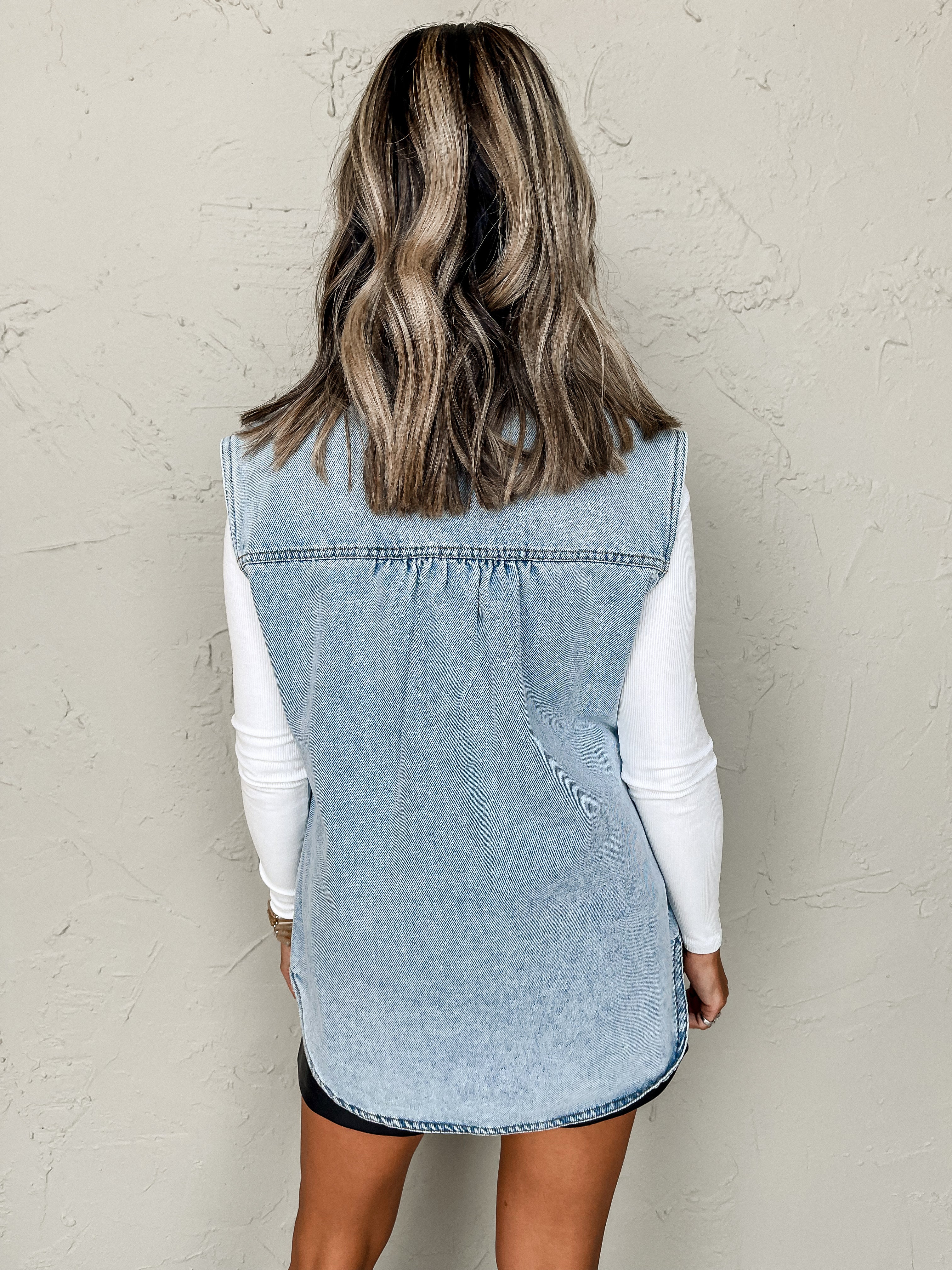 [HABITUAL] Curved Hem Shirt Vest-Vapor