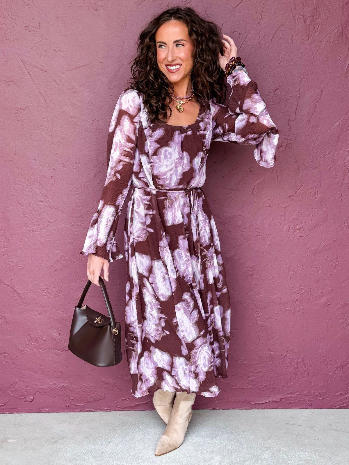 Harley Flared Cuff Sleeve Midi Dress