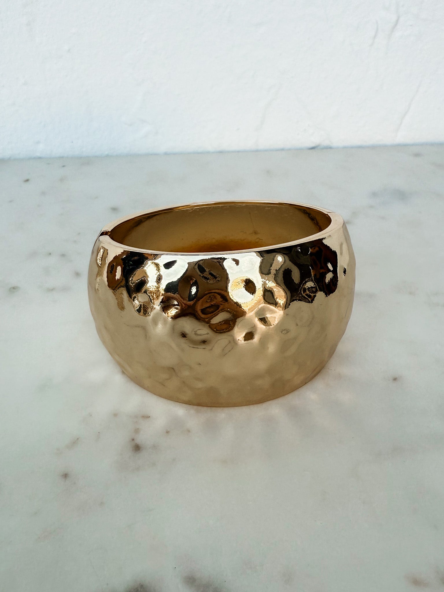 Harlow Hammered Gold Hinged Cuff Bracelet