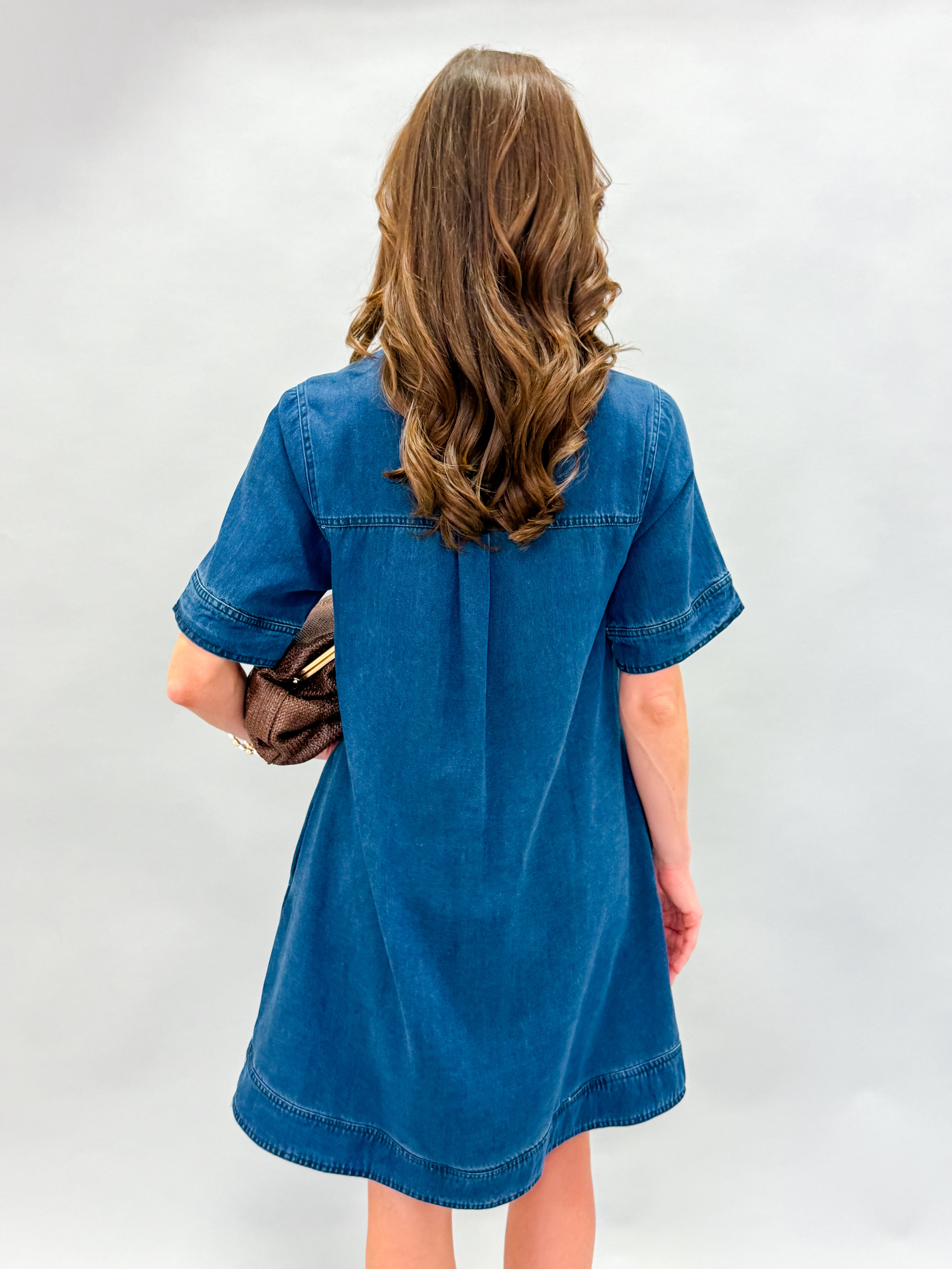 Harmony Drapey Denim Mini Shirt Dress