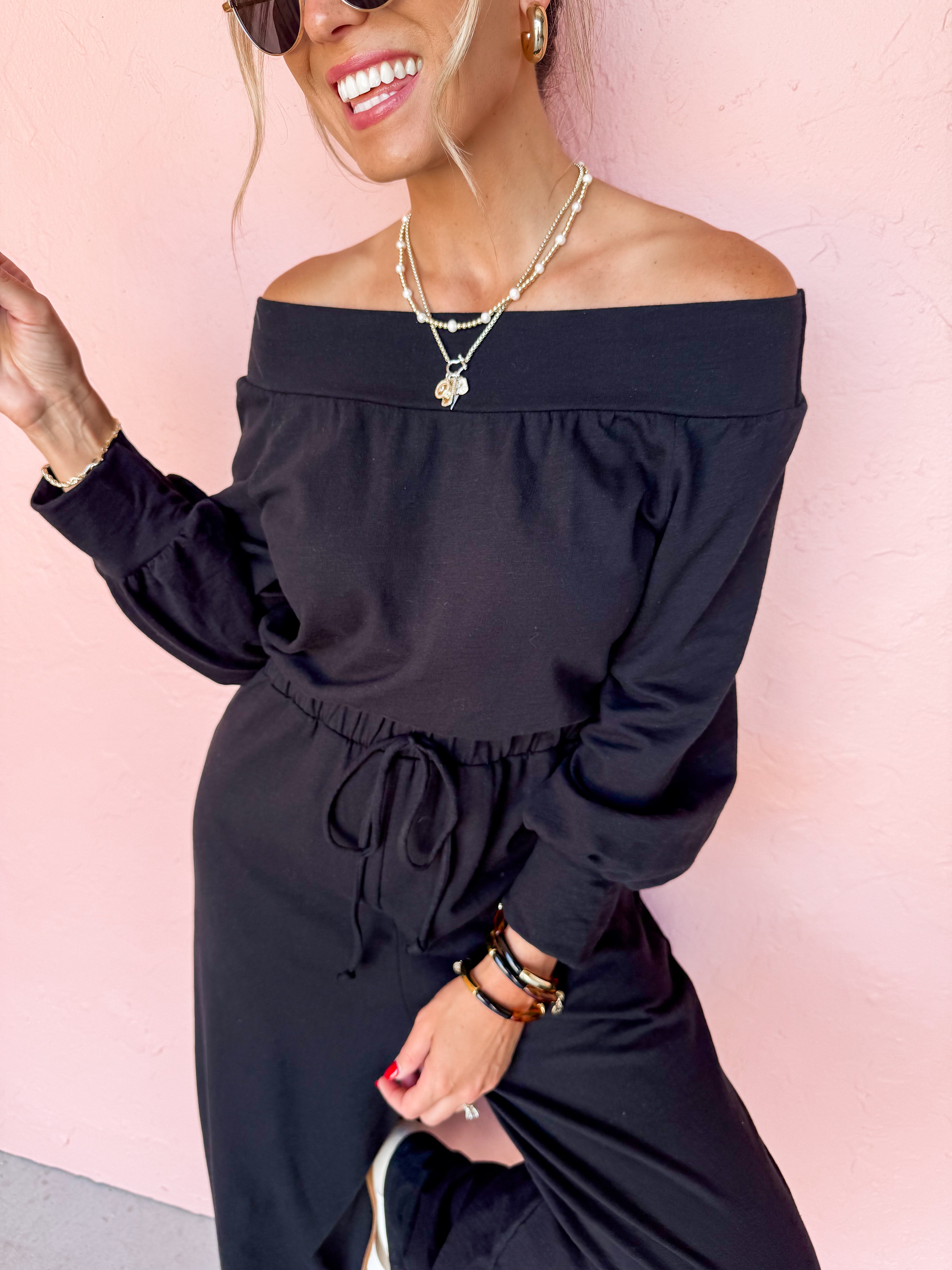 Have It All Off The Shoulder Terry Jumpsuit