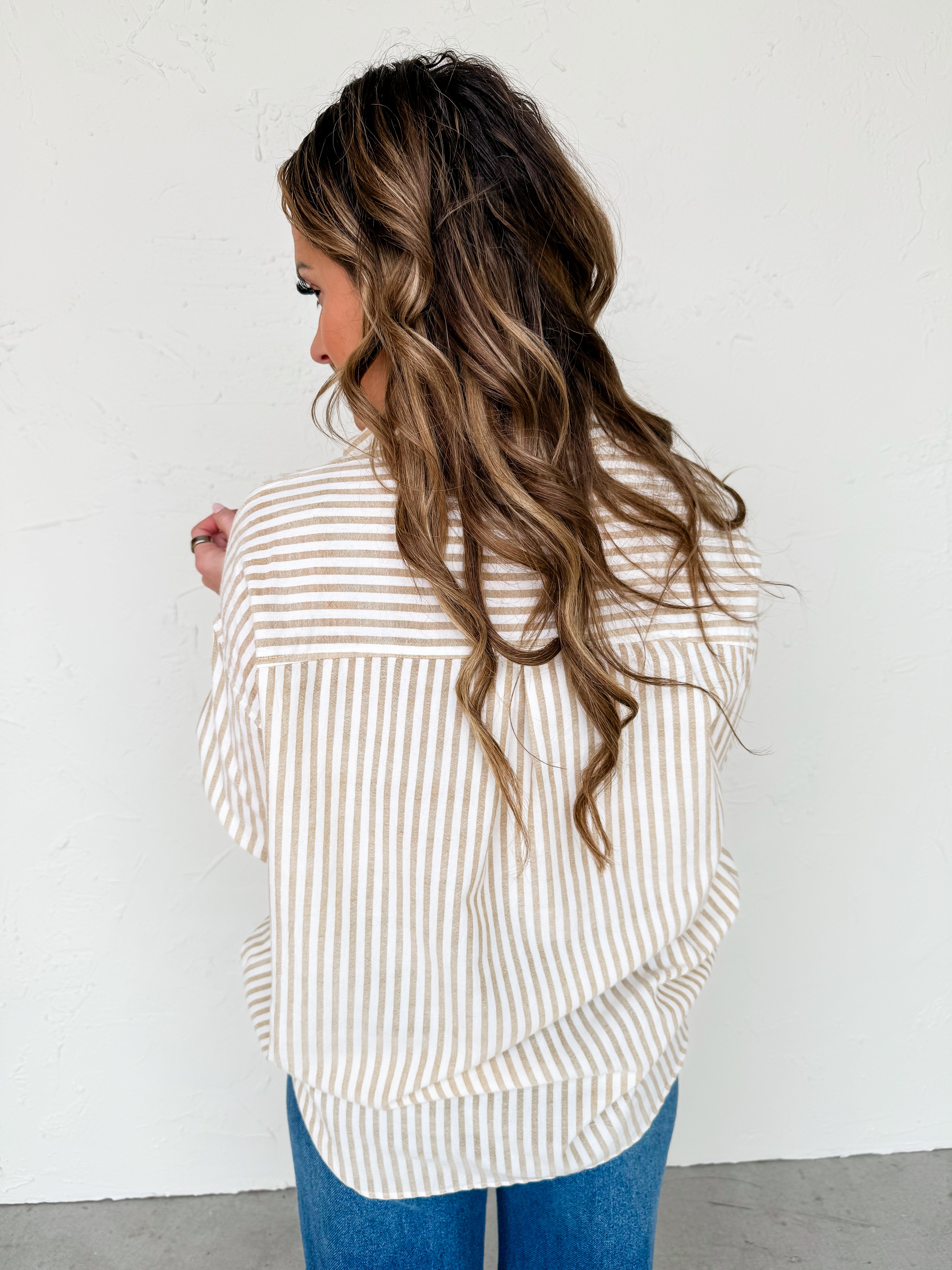 Have It My Way Striped Button Front Top