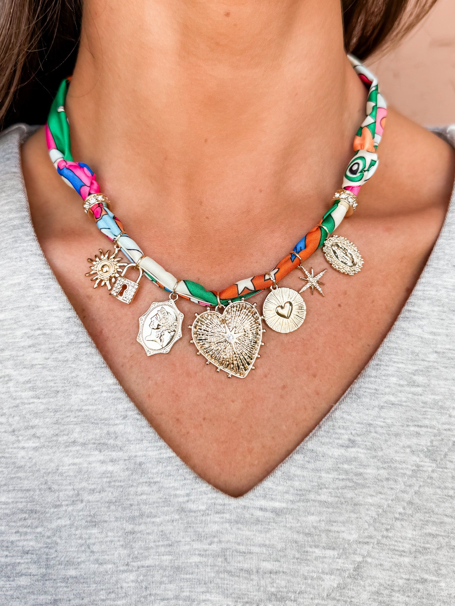 Having Too Much Fun Scarf Charm Necklace