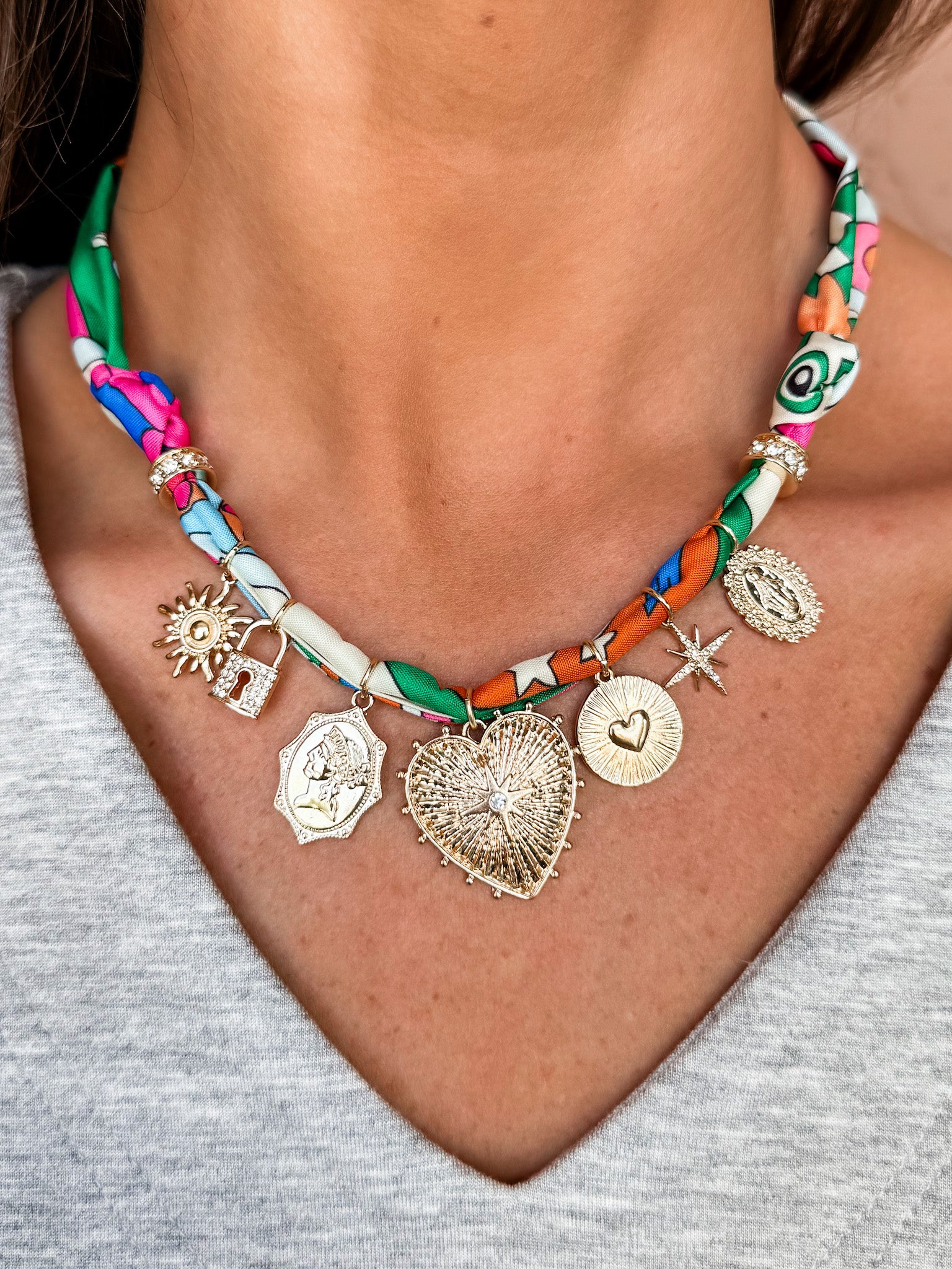 Having Too Much Fun Scarf Charm Necklace