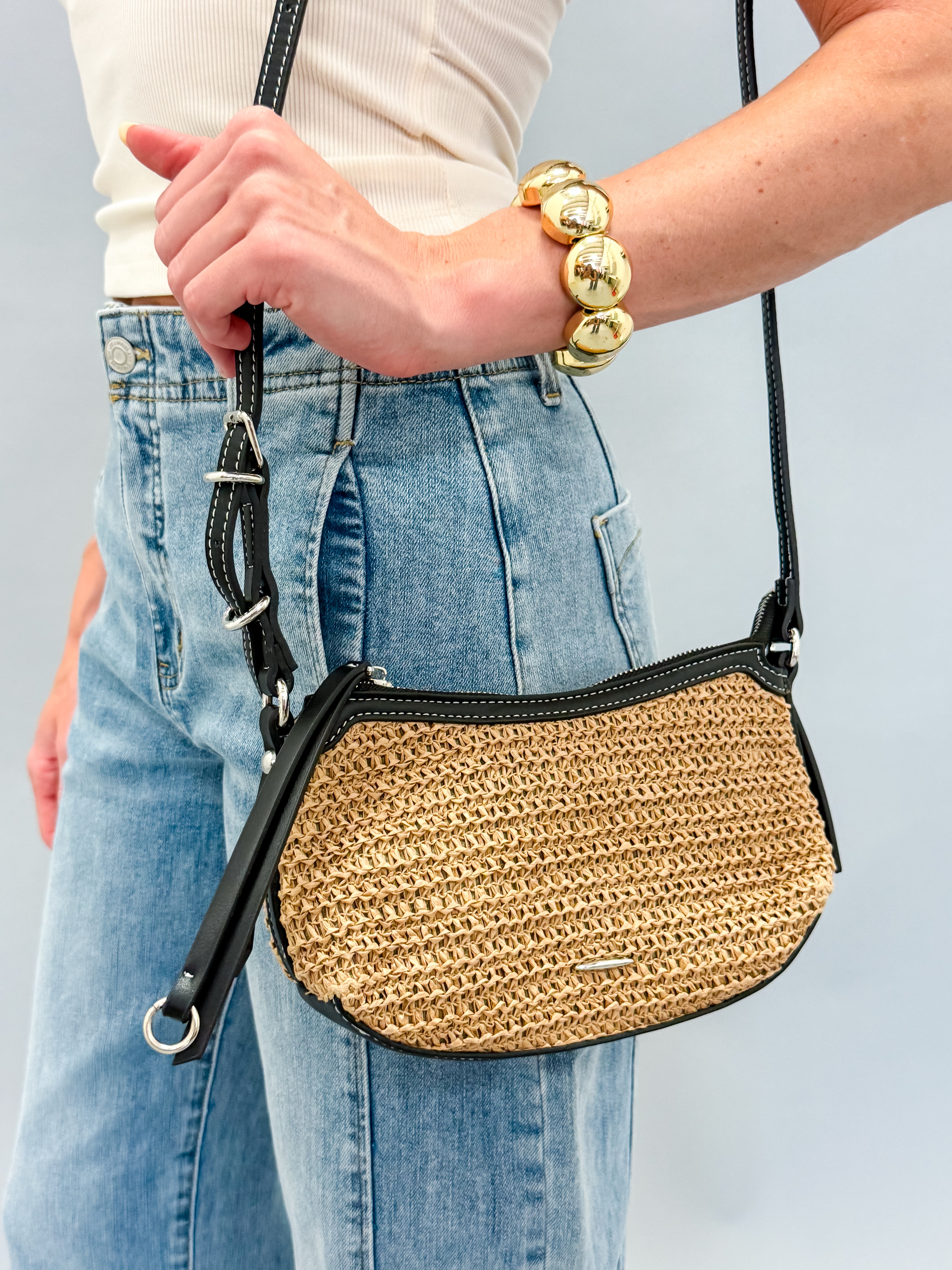 Hazel Straw Shoulder Bag-Natural