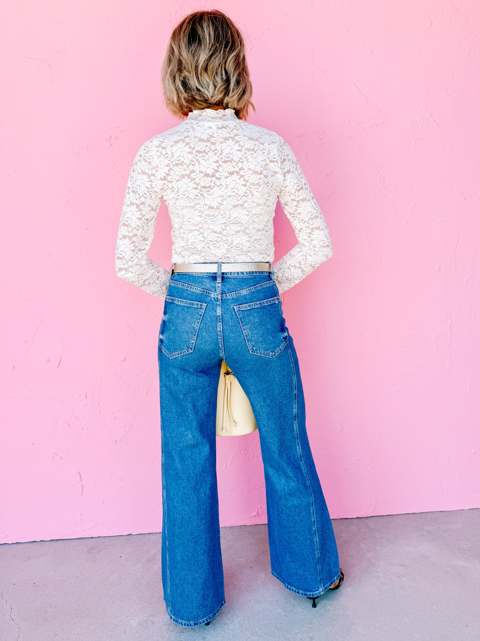 Helena Lace Mesh Top-Ivory