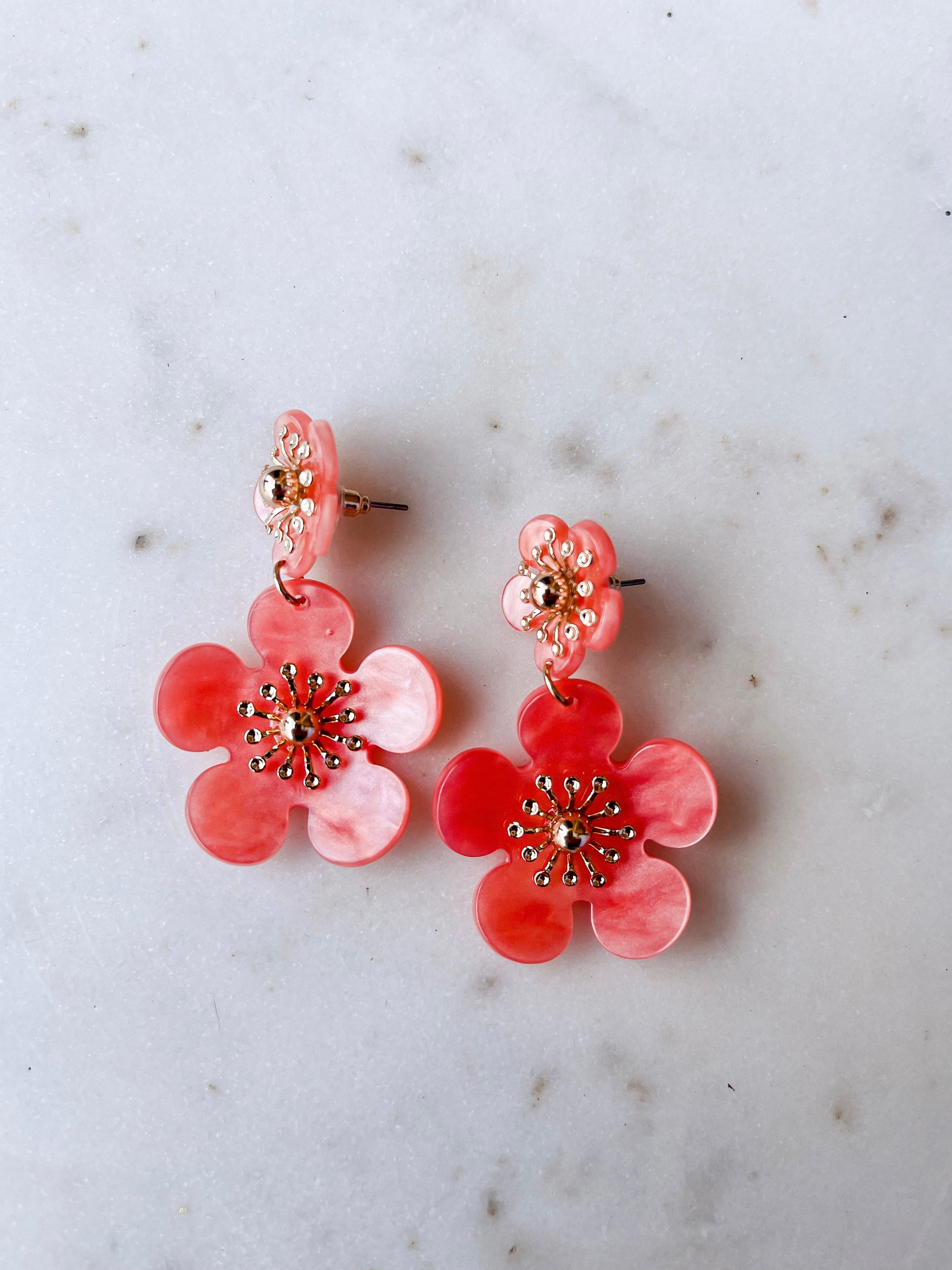 Here To Party Flower Drop Earrings