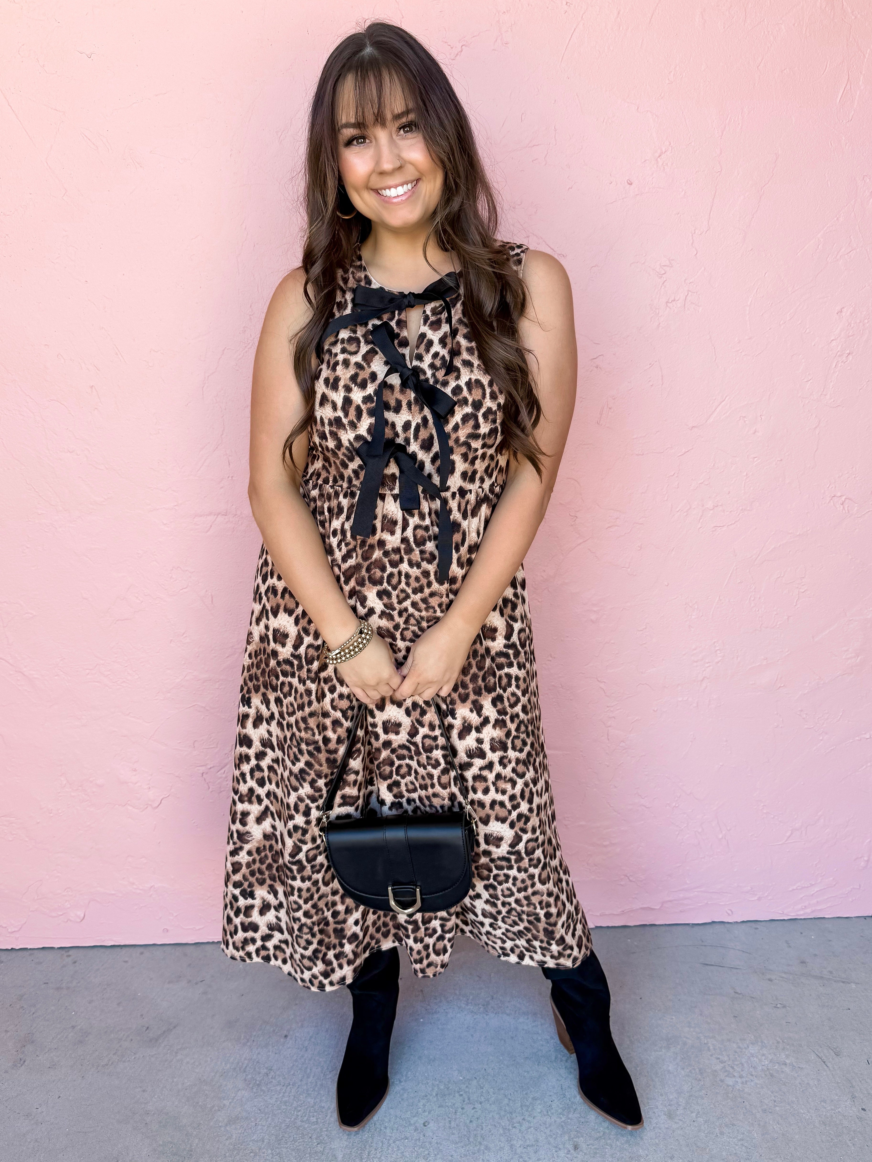 Here We Are Leopard Midi Dress