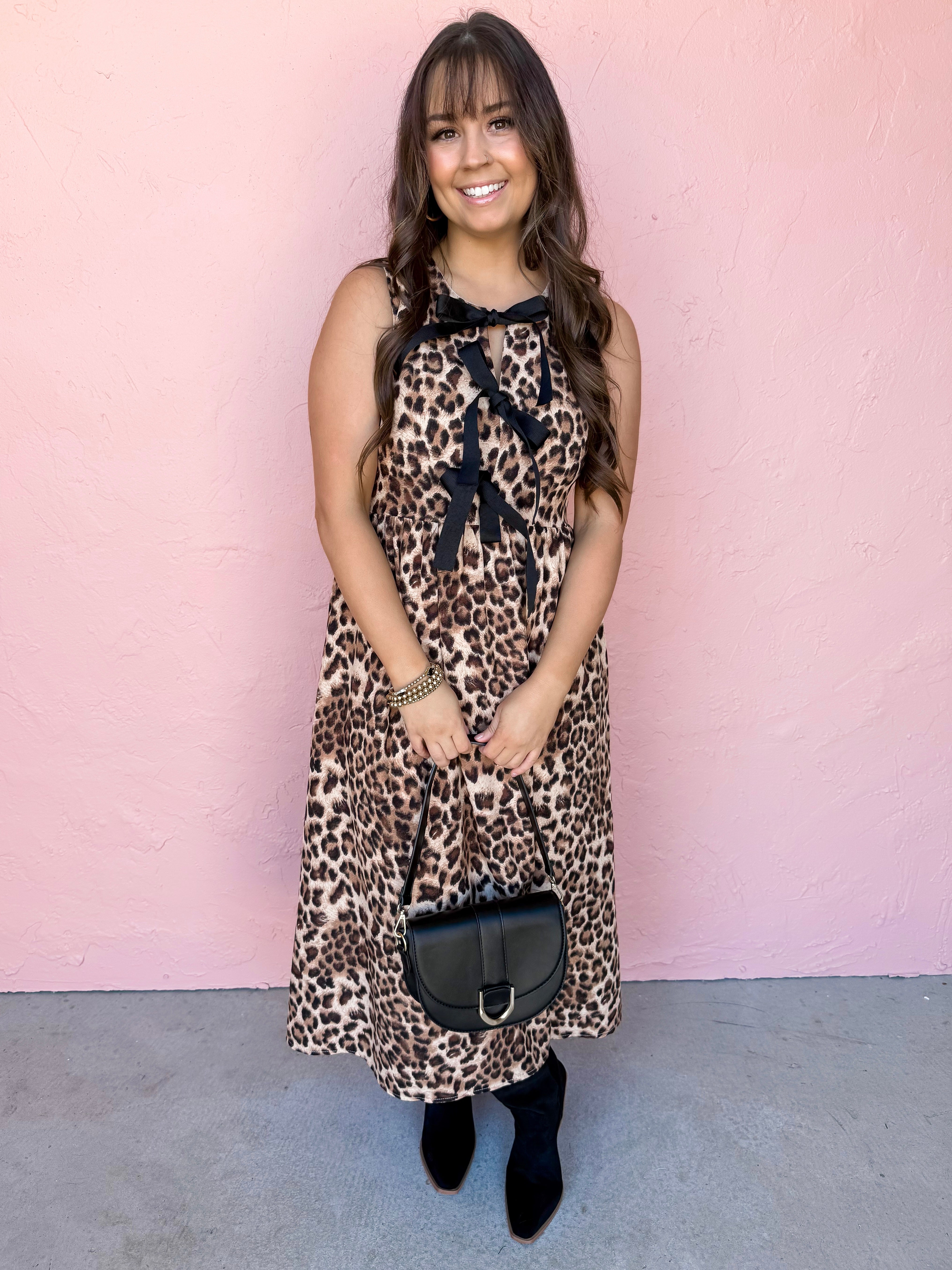 Here We Are Leopard Midi Dress