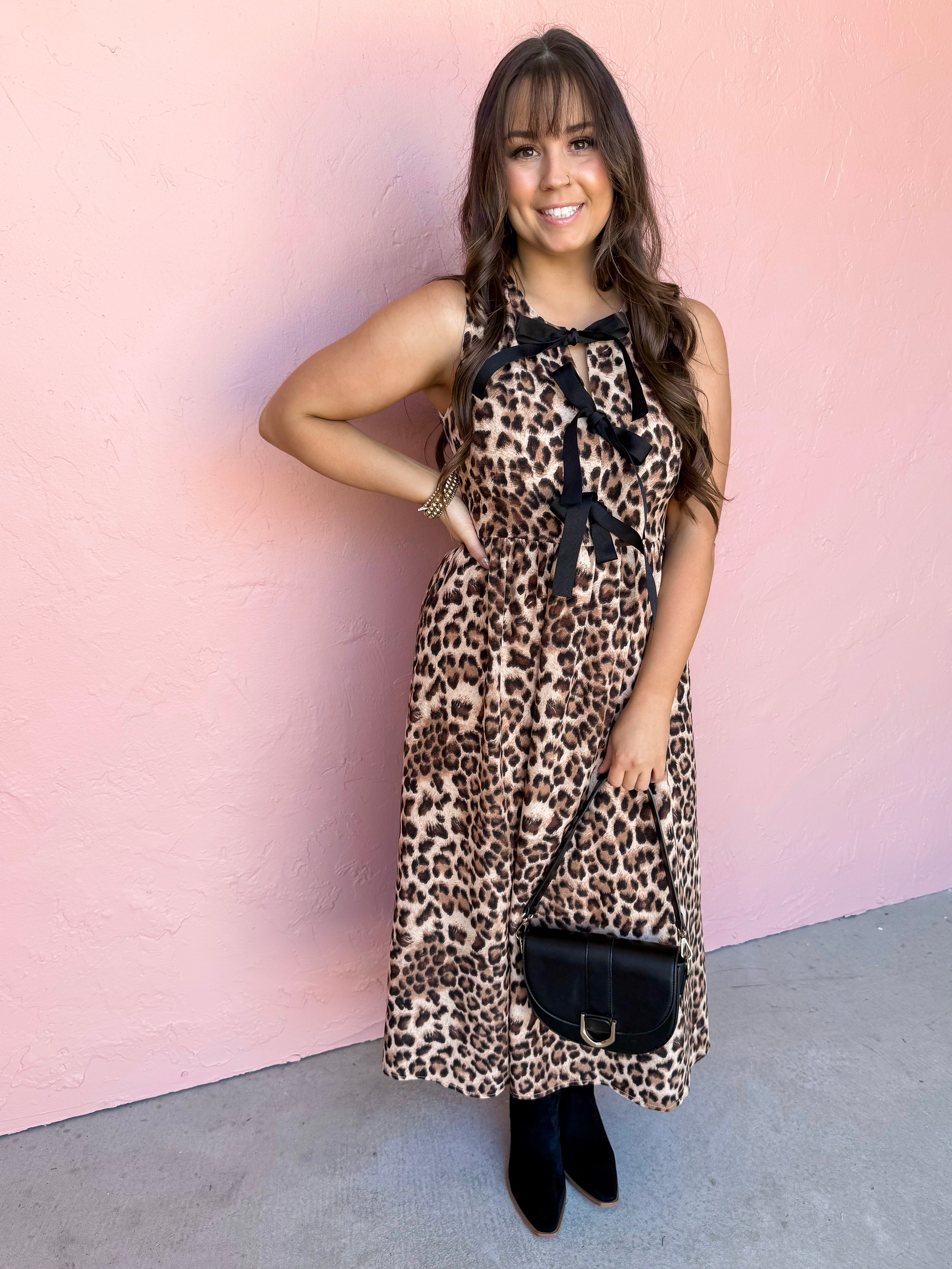 Here We Are Leopard Midi Dress