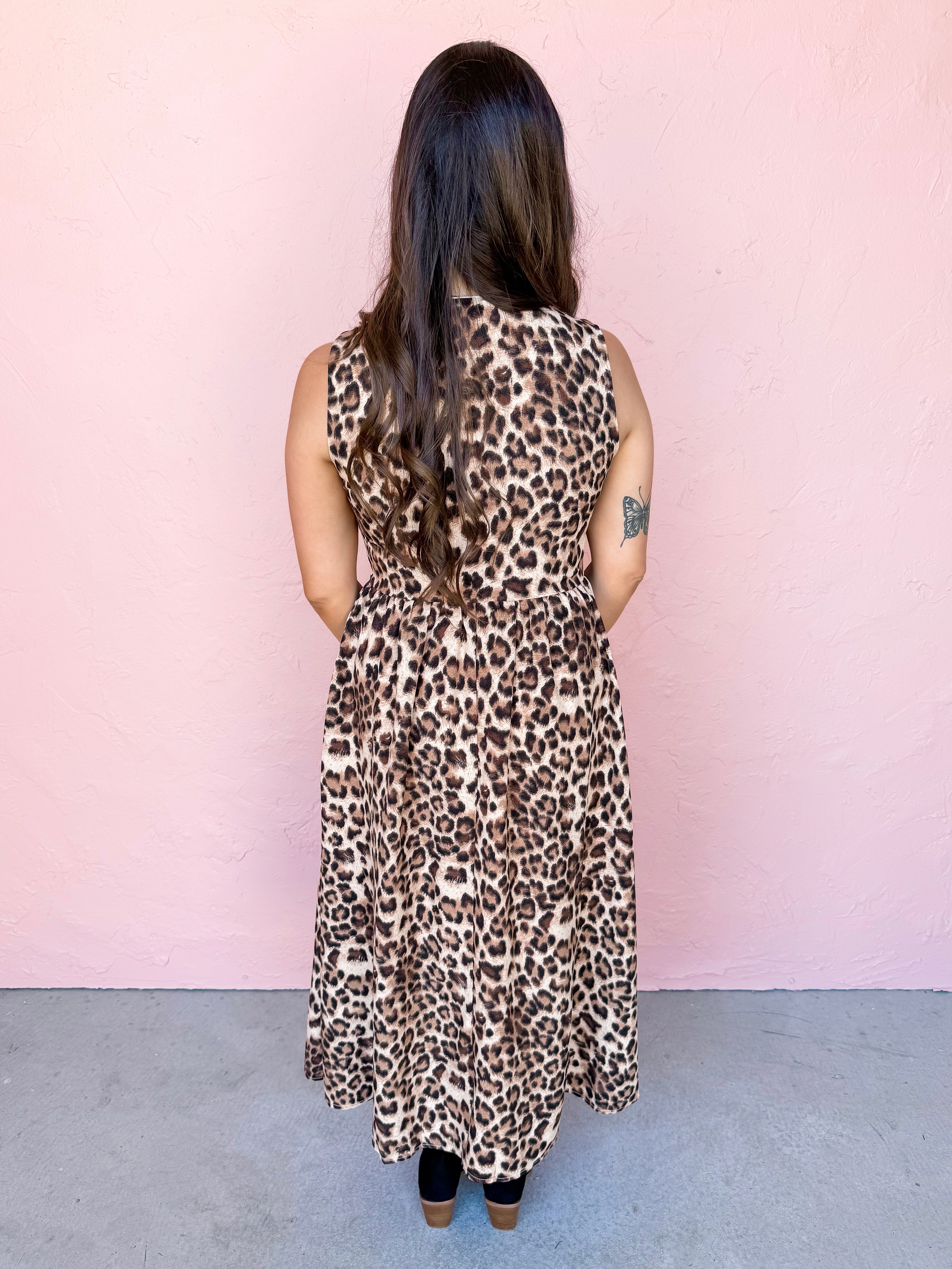 Here We Are Leopard Midi Dress