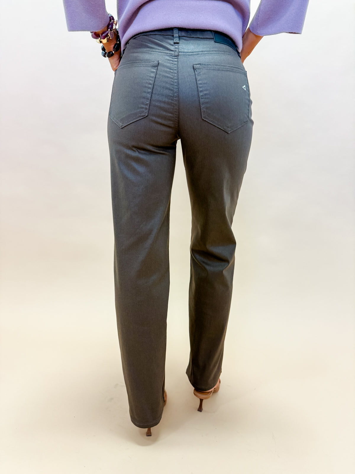 [Hidden] Ella High Rise Straight Jeans-Coated Brown