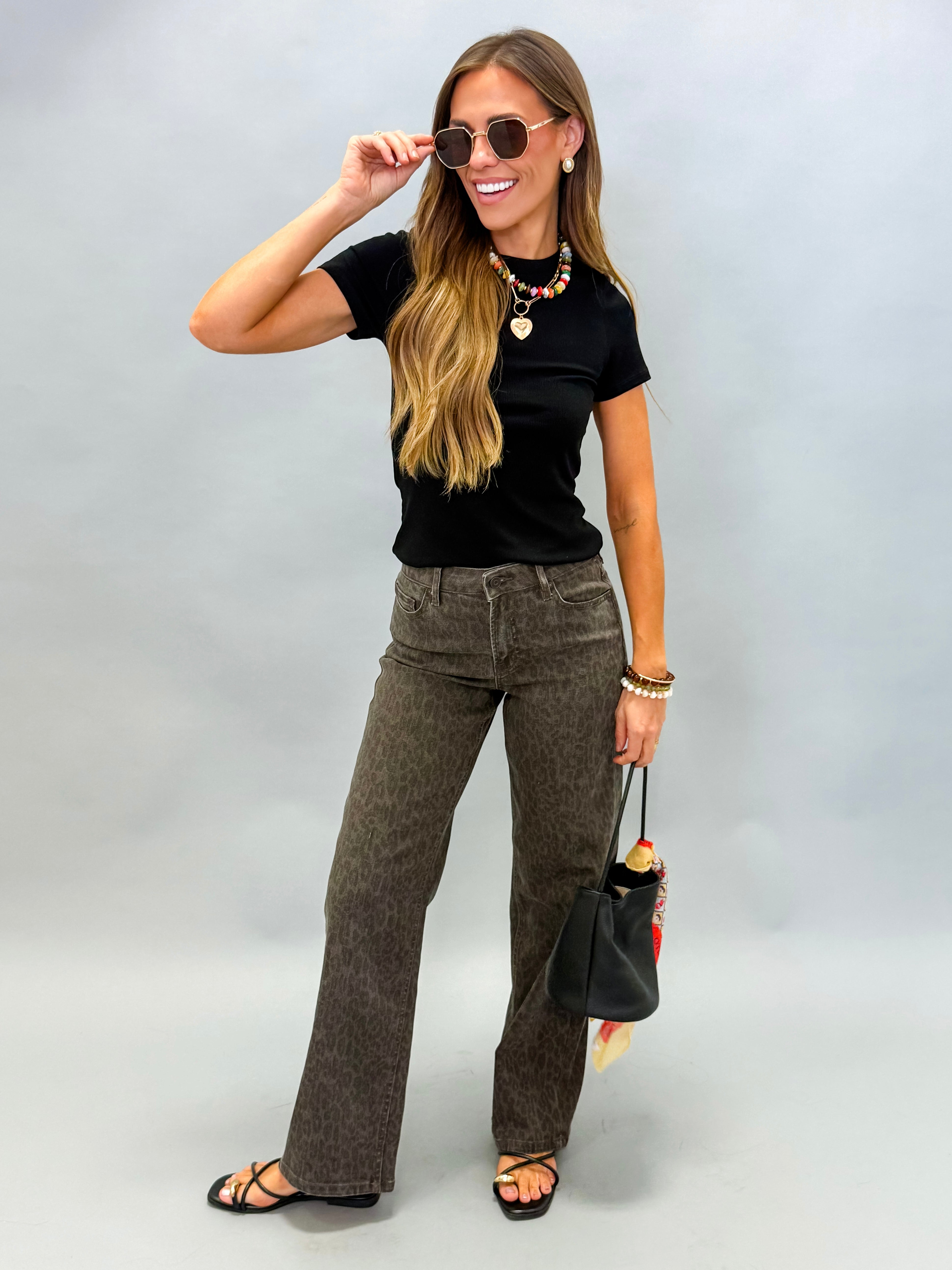 [Hidden] Logan High Rise Dad Jeans-Brown Cheetah