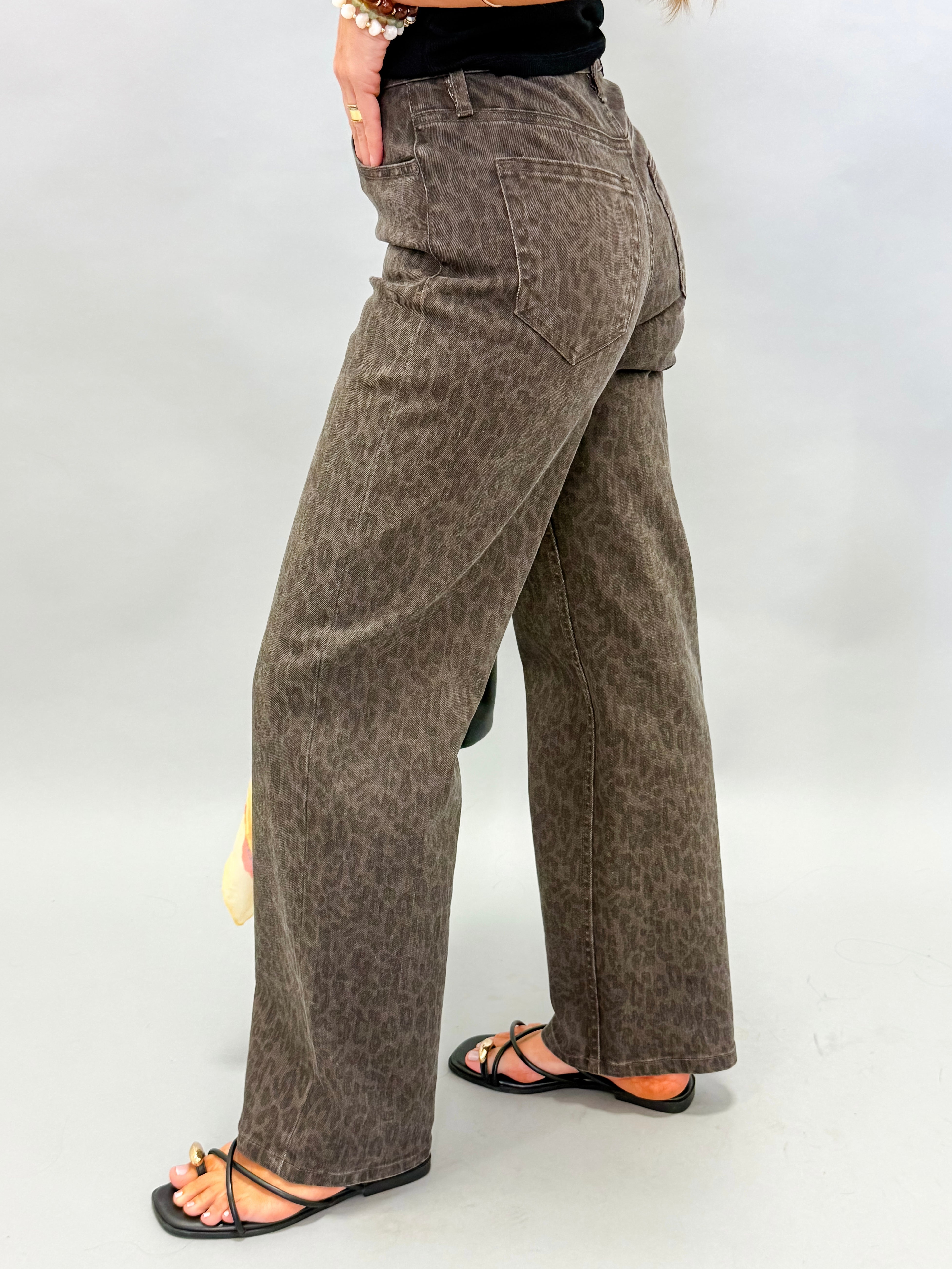 [Hidden] Logan High Rise Dad Jeans-Brown Cheetah