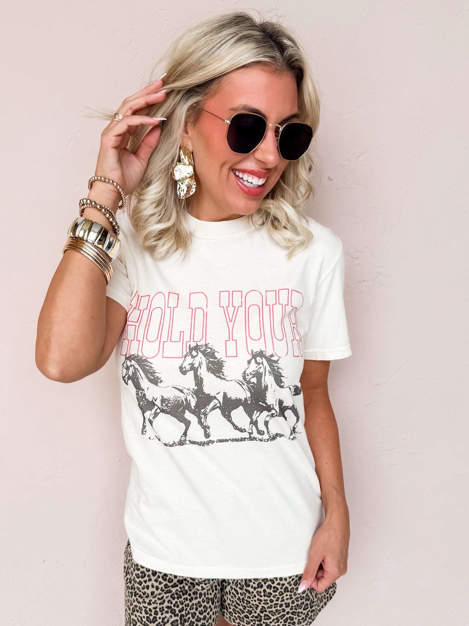 Hold Your Horses Western Cowgirl Graphic Tee