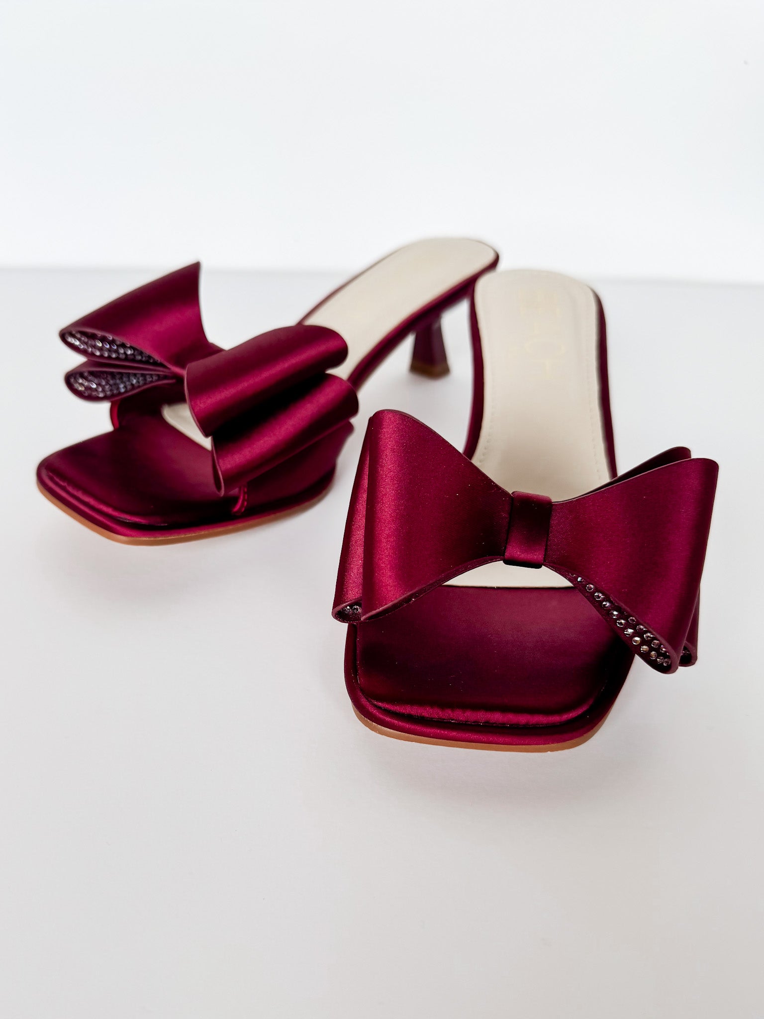 Holland Bow Heeled Sandals-Burgundy