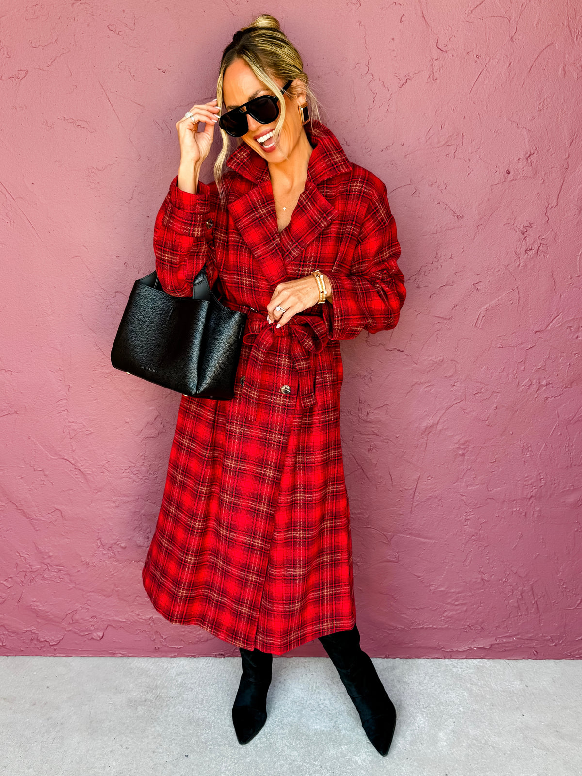 Holly Plaid Trench Coat