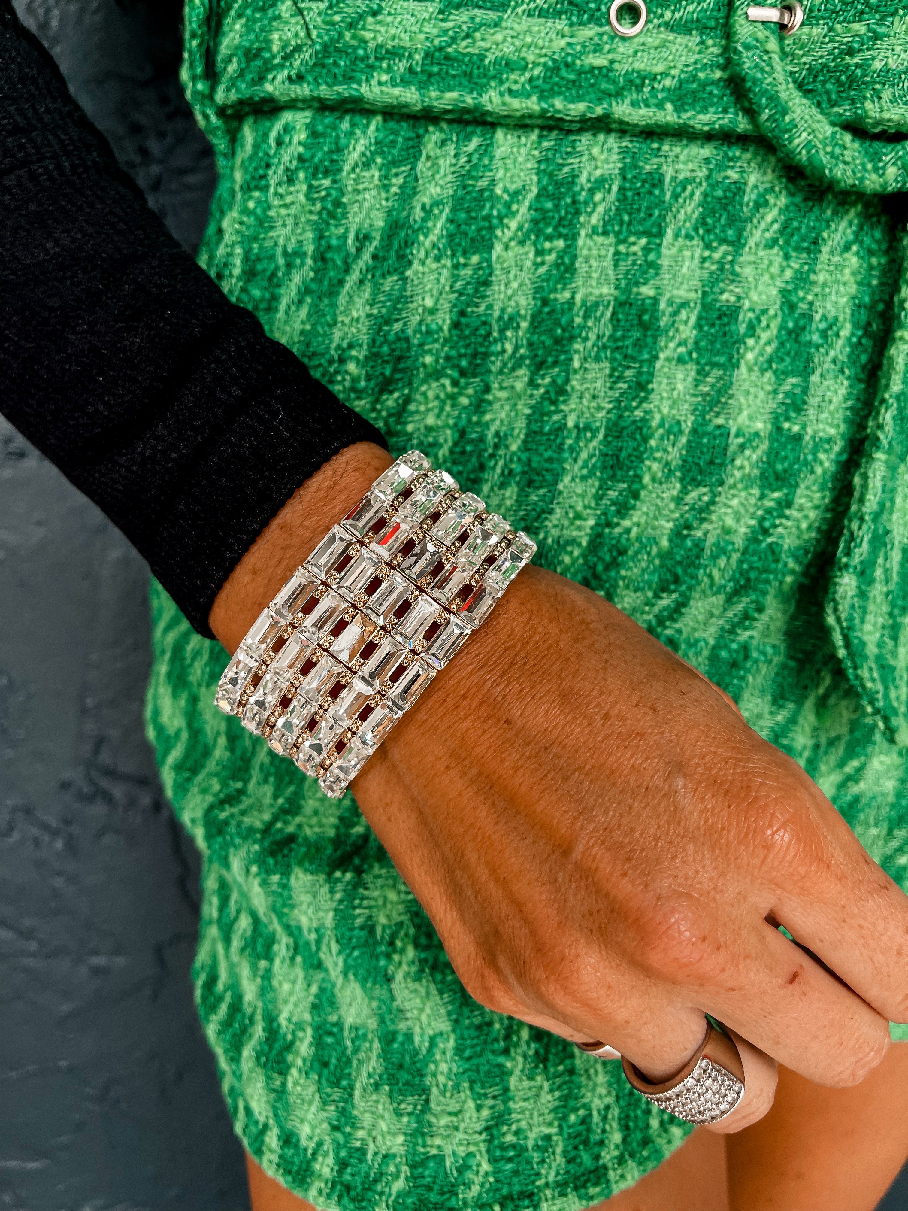 How Charming Wide Crystal Cuff Bracelet