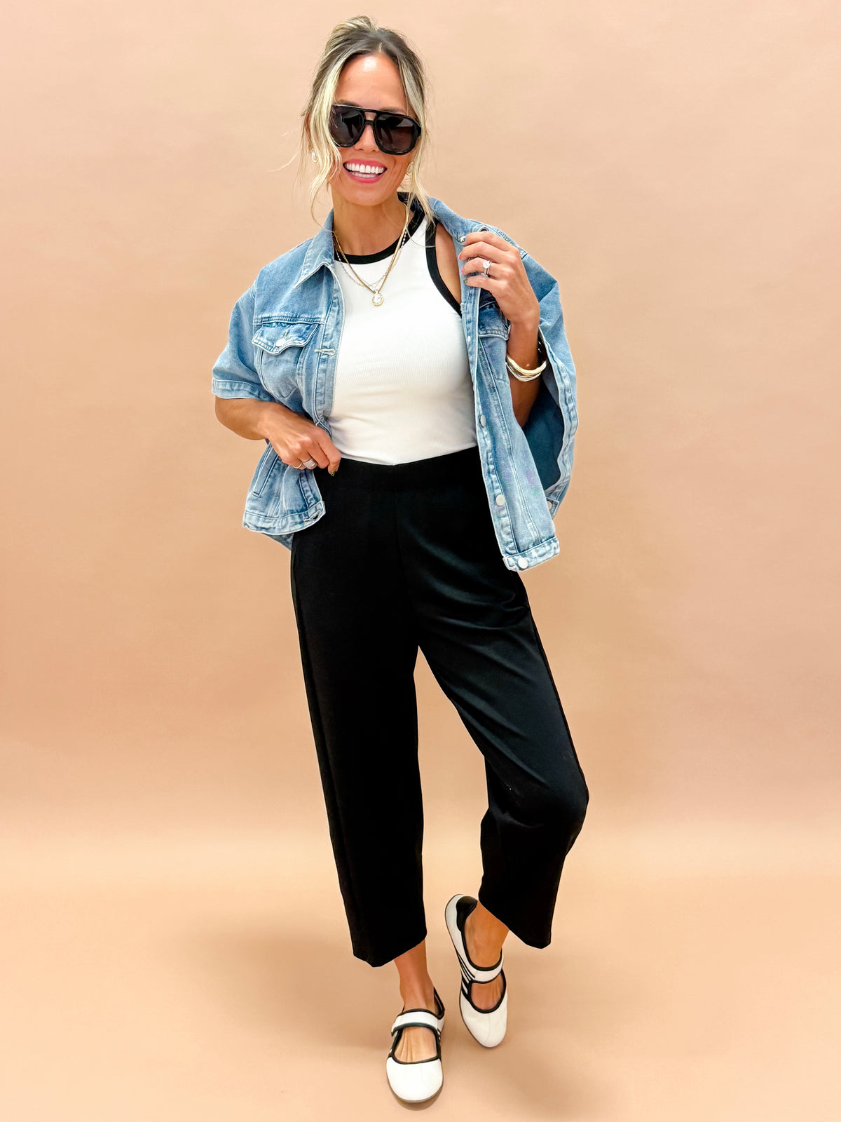 The Tana Black Ponte Barrel Pant – Made in USA Stretch Barrel Pant