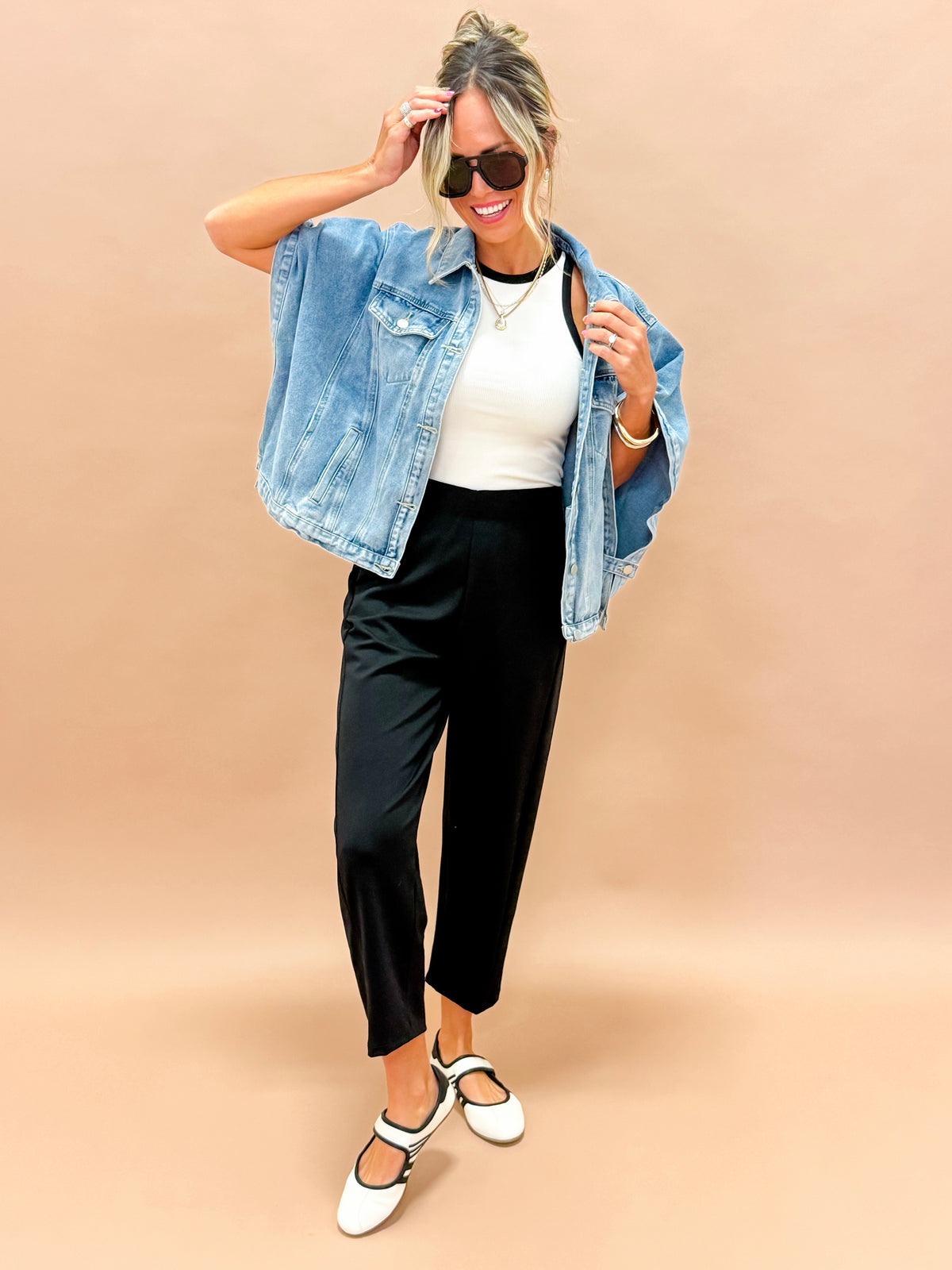 The Tana Black Ponte Barrel Pant – Made in USA Stretch Barrel Pant