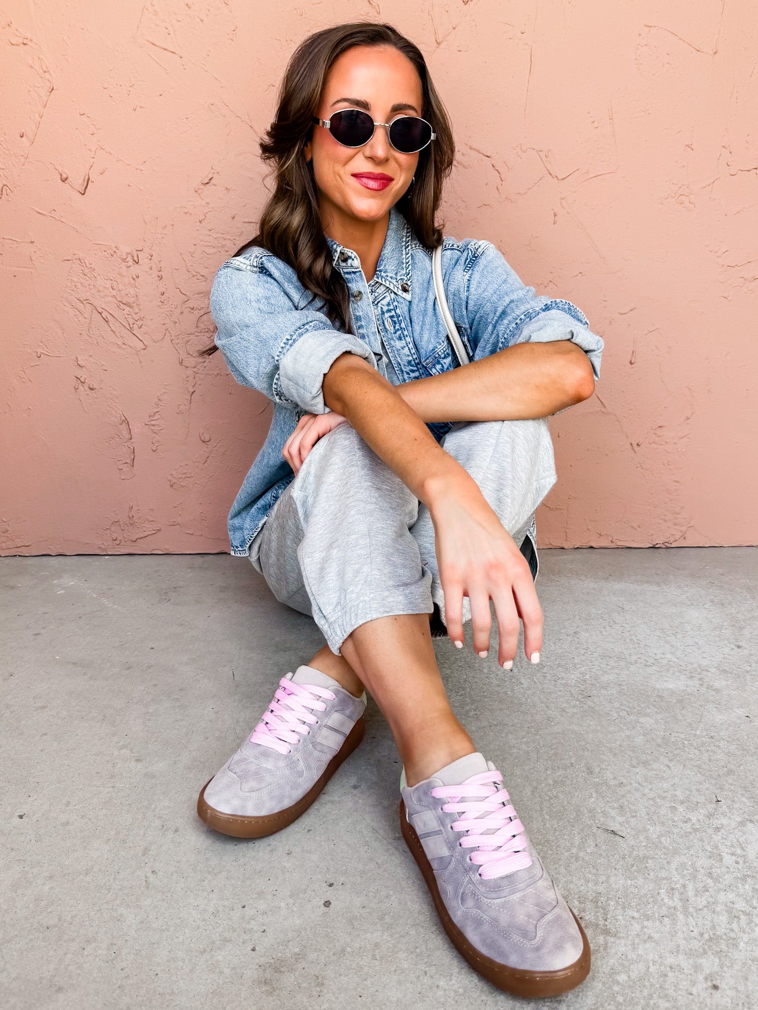 Calming Presence V Neck Top-Heather Grey