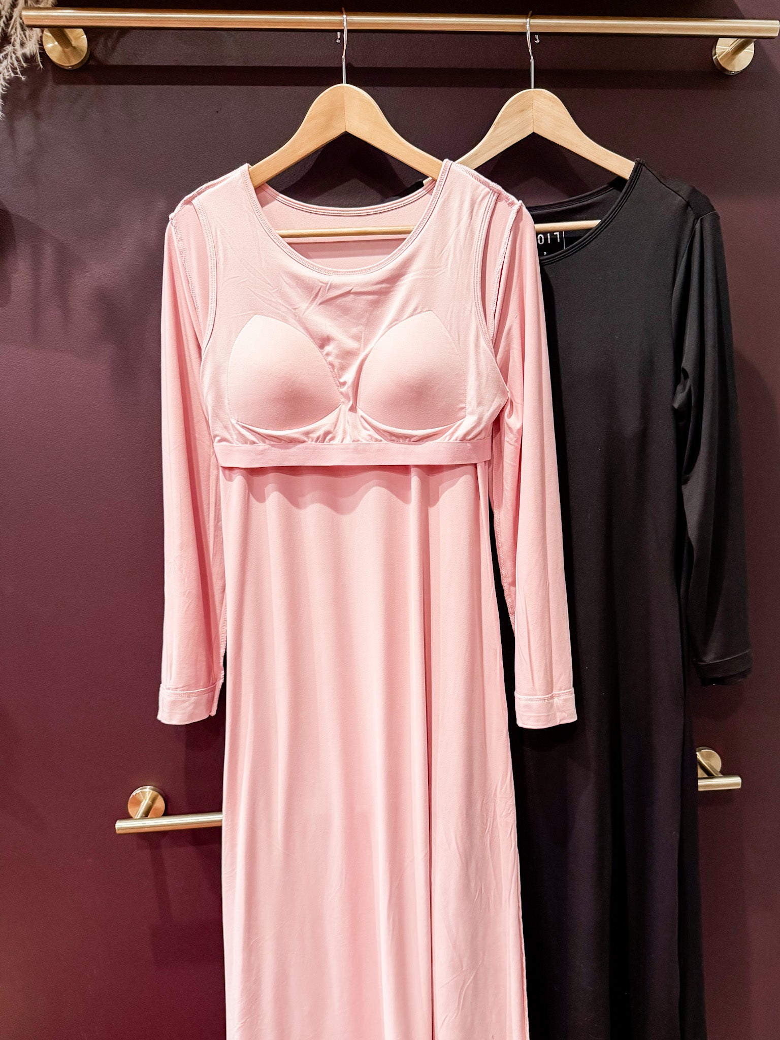 Aubrey Long Sleeve House Dress-Pink Blush