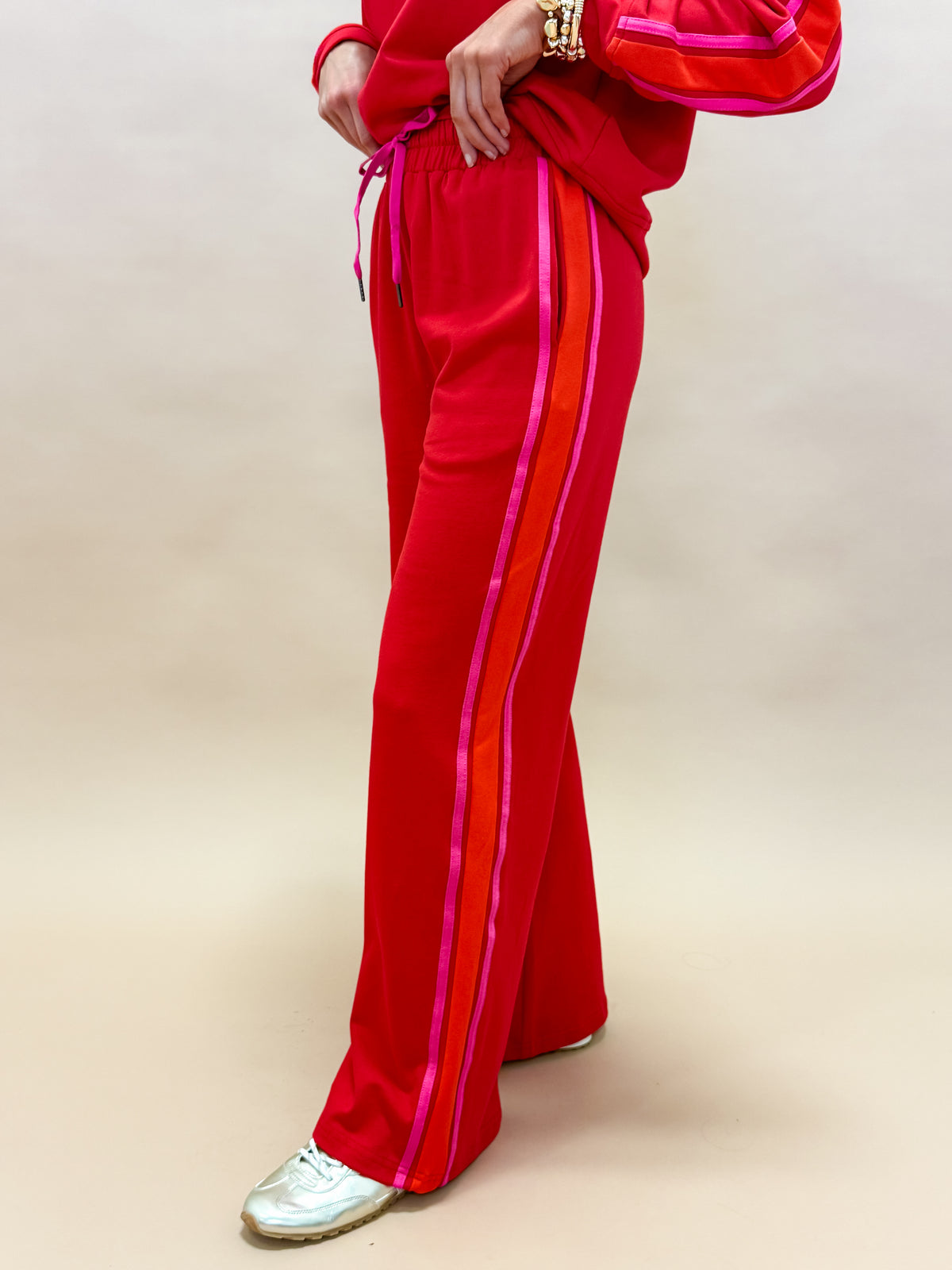 Shanelle Contrast Trim Wide Leg Sweatpants
