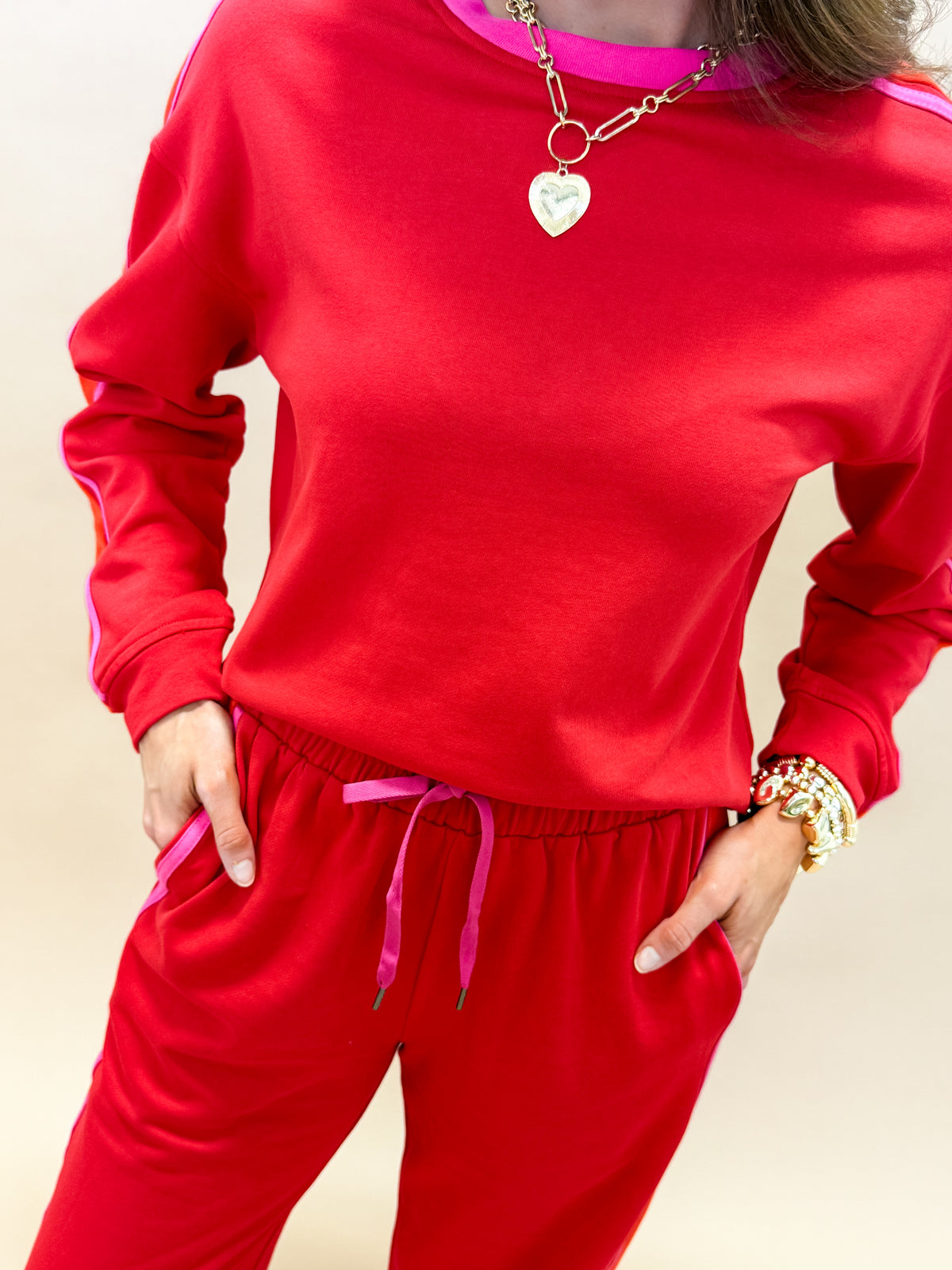 Shanelle Contrast Trim Crewneck Sweatshirt
