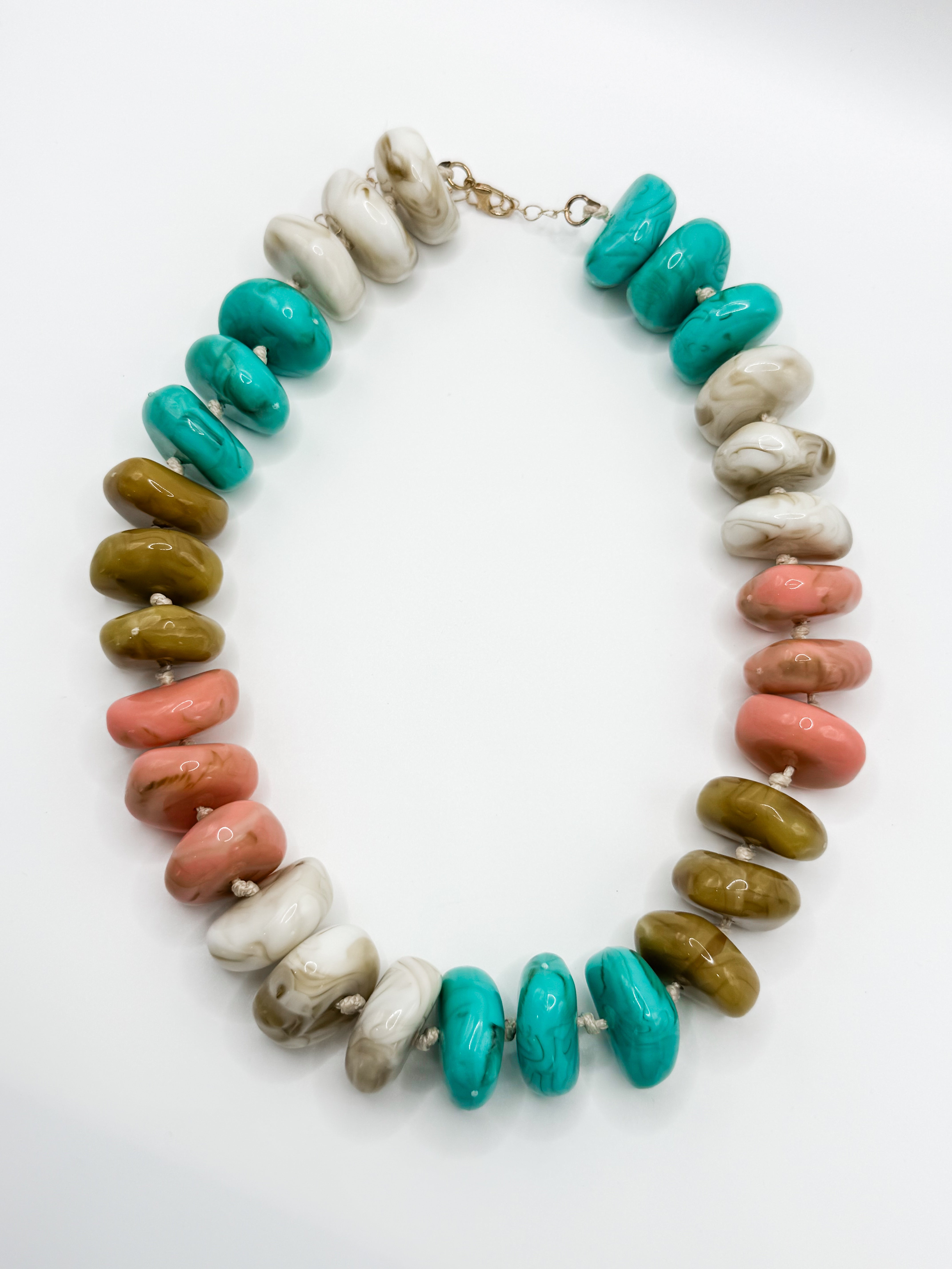 Trista Chunky Beaded Necklace-Cream