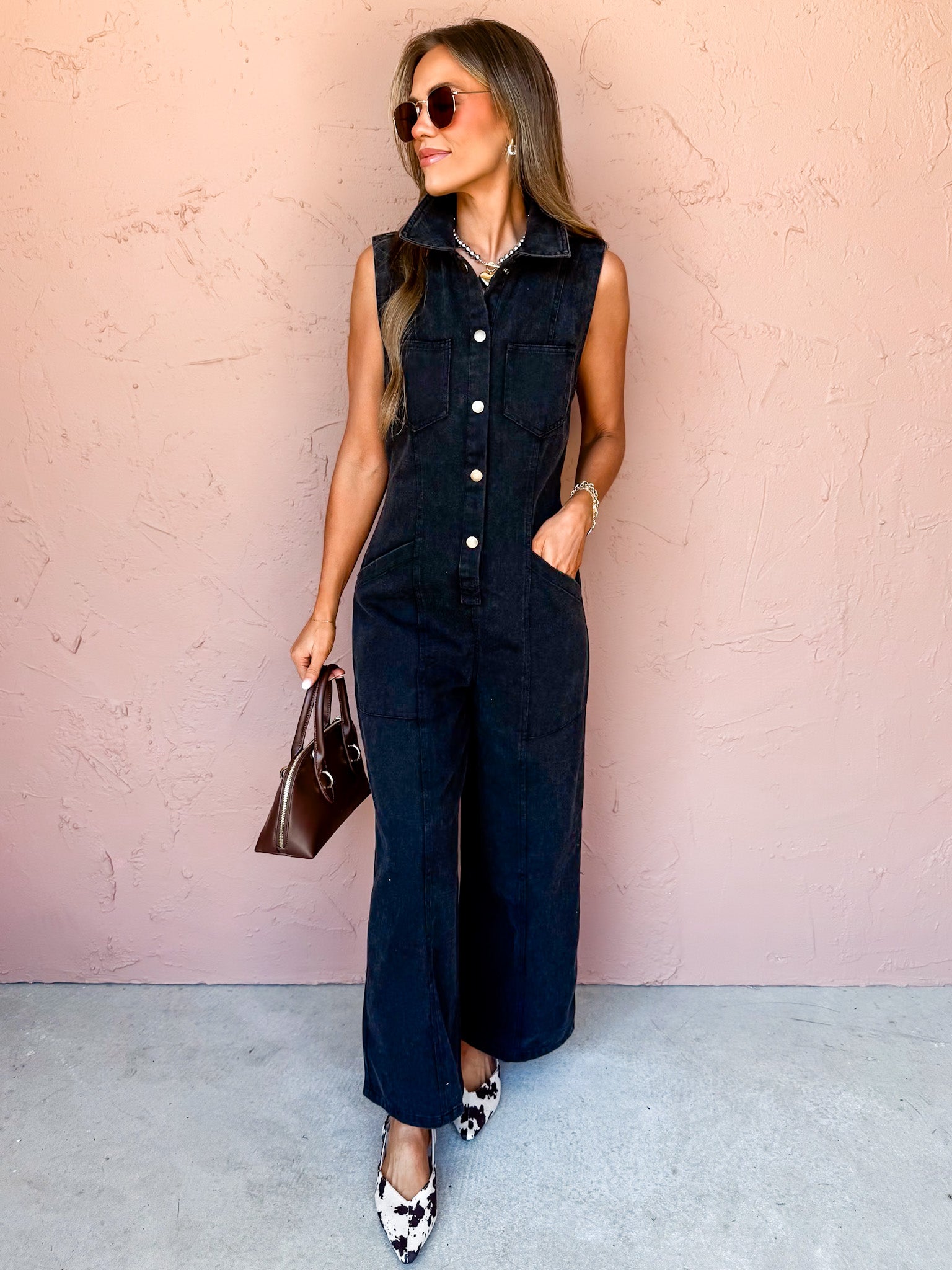 Midnight Sky Sleeveless Denim Jumpsuit