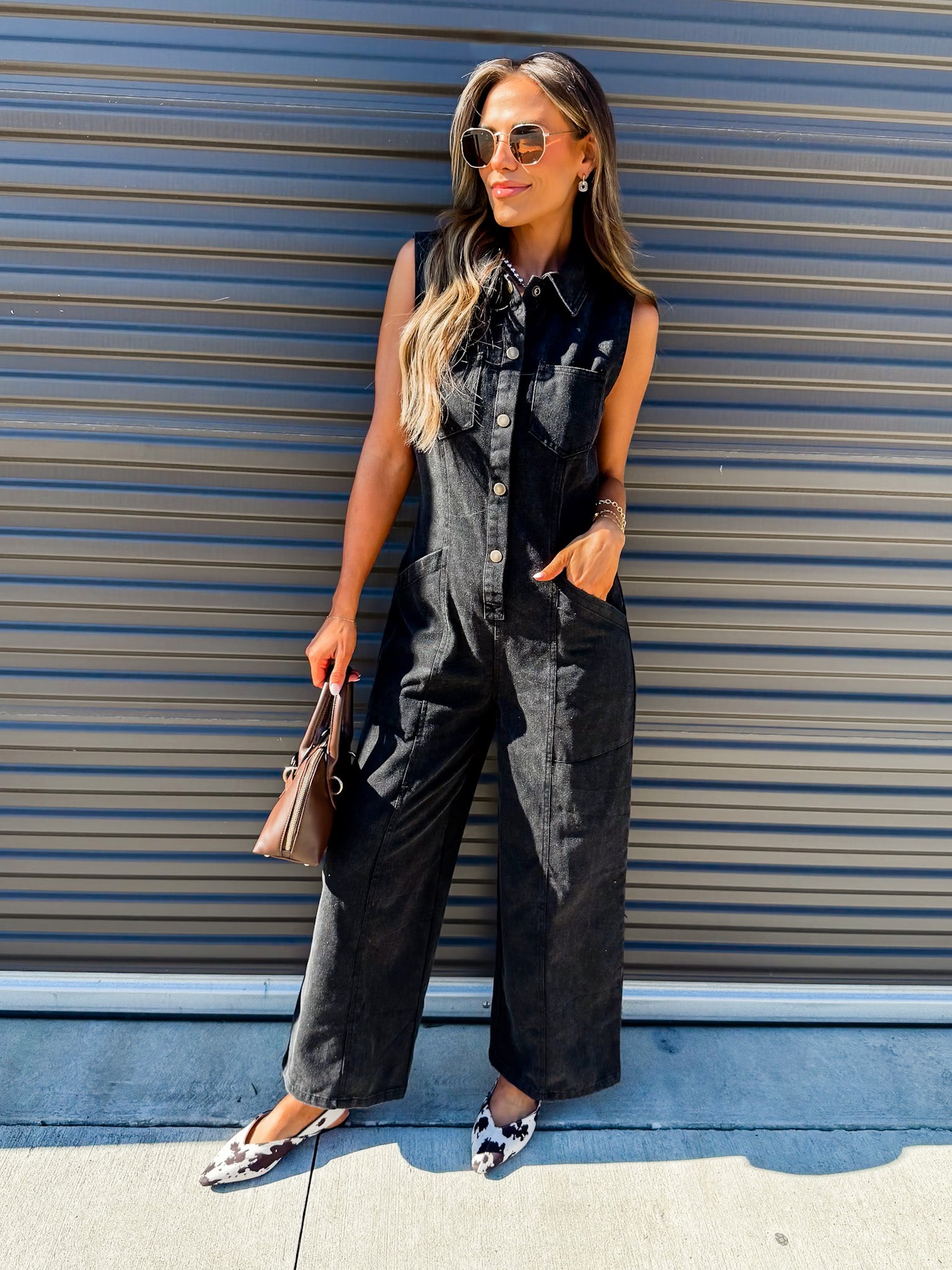 Midnight Sky Sleeveless Denim Jumpsuit