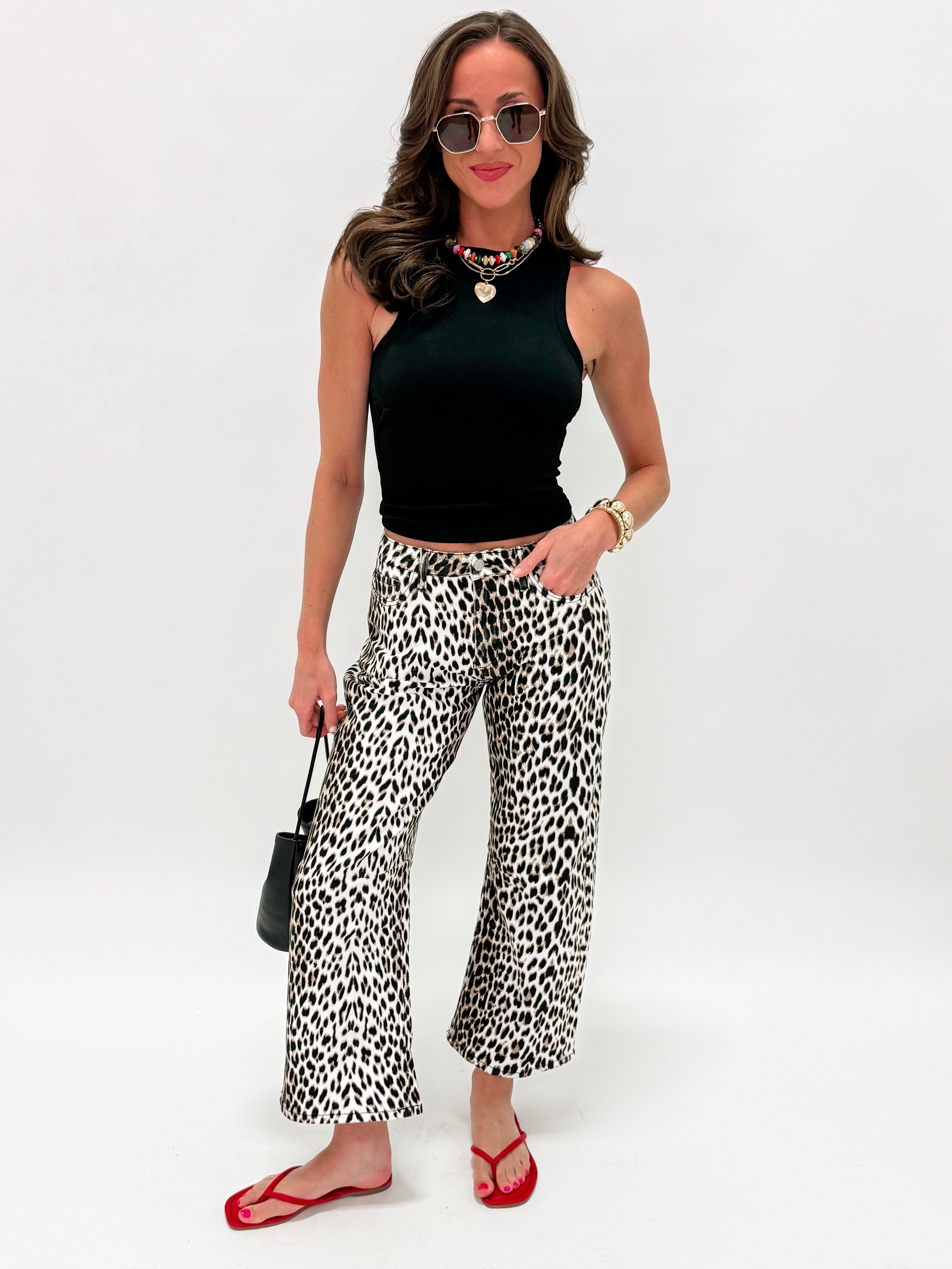 Rory Leopard Barrel Leg Jean
